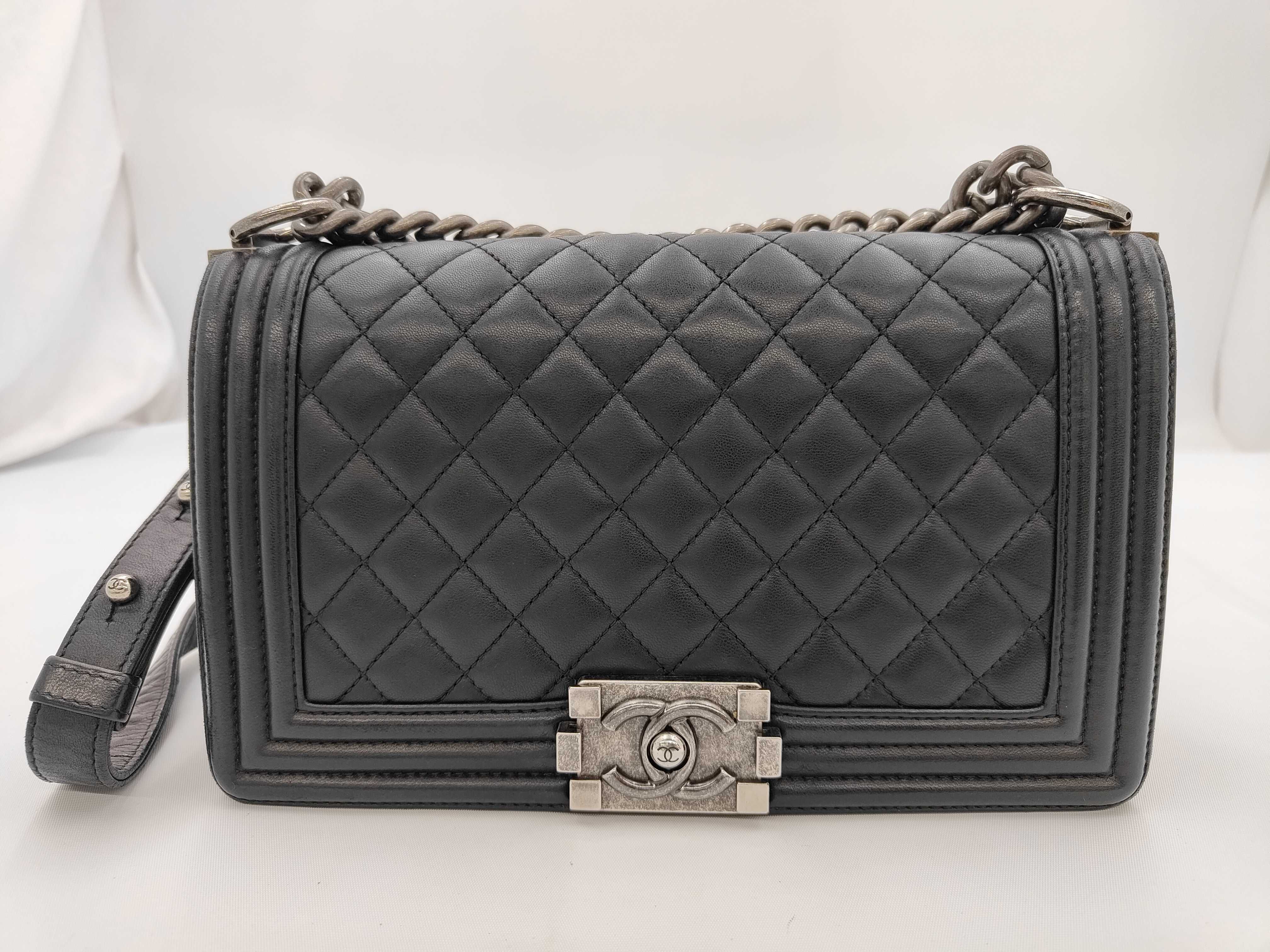 Boy Chanel Chain Shoulder Bag, Lambskin Shoulder Bag