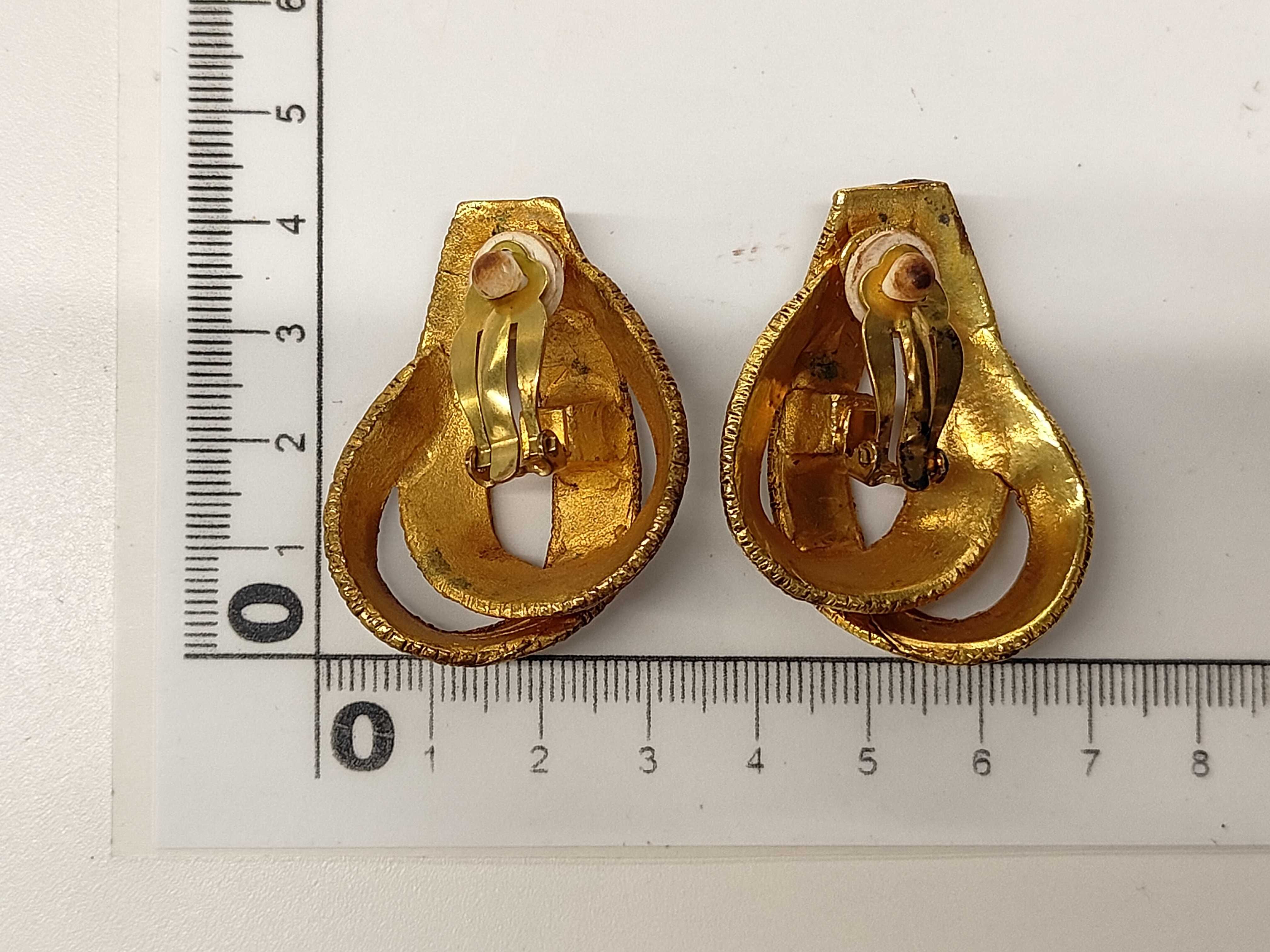Vintage Ribbon Earrings, Gold Earrings — view 2