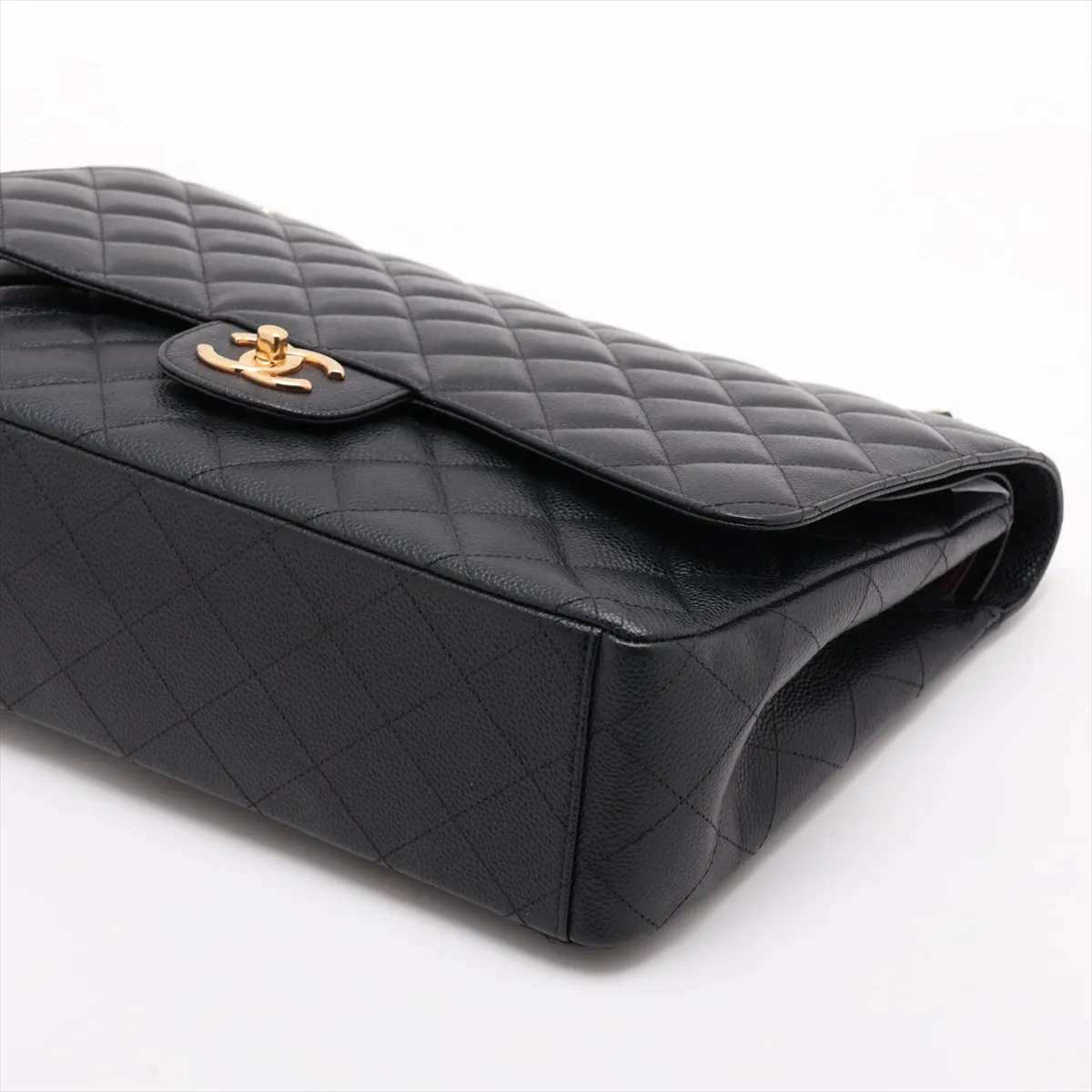 [Individually packaged] Chanel Large Matelassé 34 Maxi Caviar Skin Double Flap Double Chain Bag, Black with Gold Hardware, 16765877, Serial Number 16, A58601 — view 3