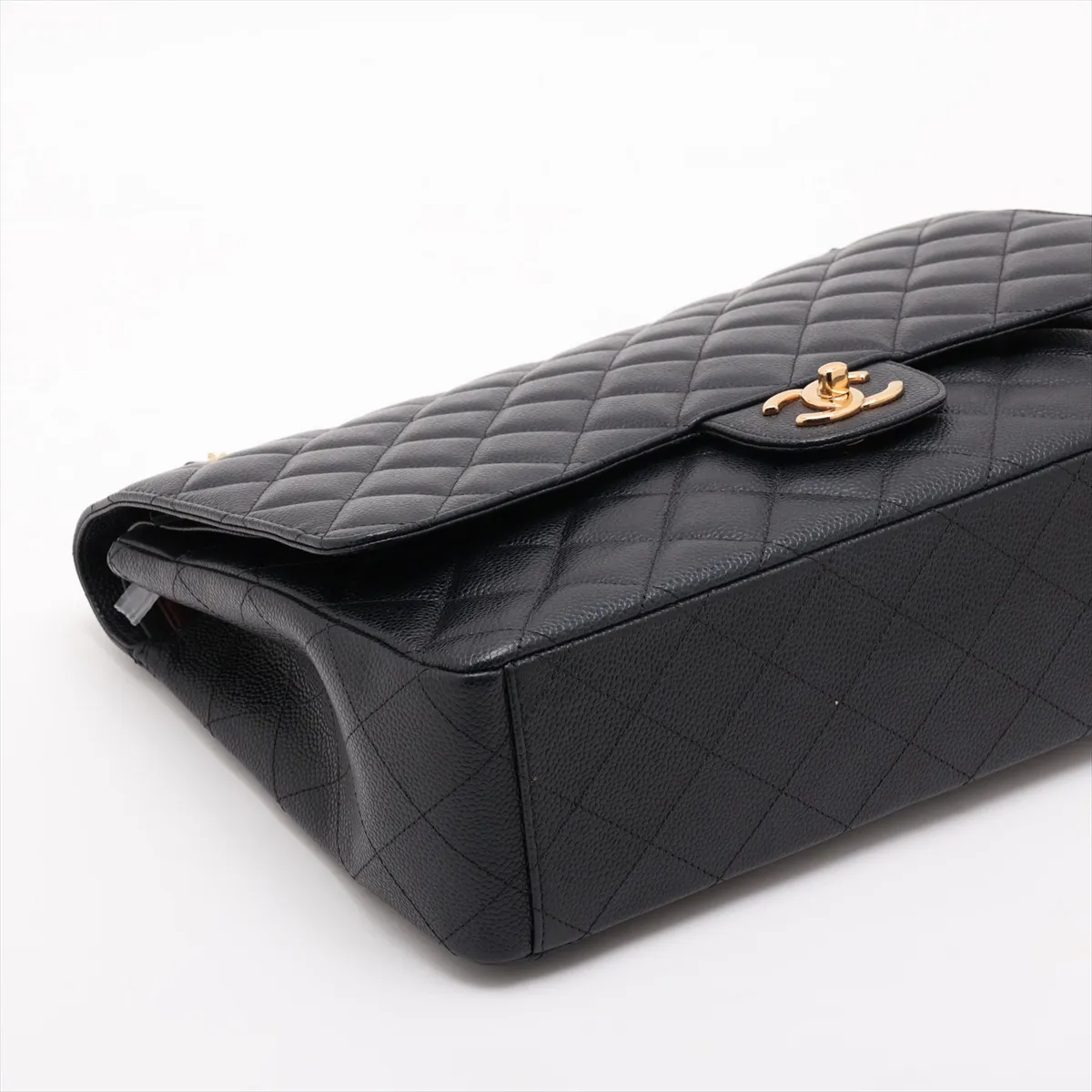 [Individually packaged] Chanel Large Matelassé 34 Maxi Caviar Skin Double Flap Double Chain Bag, Black with Gold Hardware, 16765877, Serial Number 16, A58601 — view 4