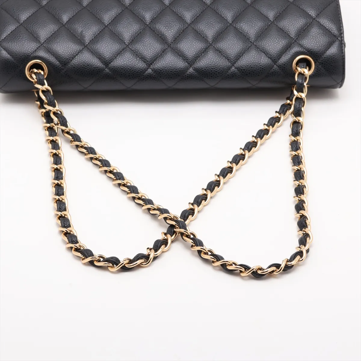 [Individually packaged] Chanel Large Matelassé 34 Maxi Caviar Skin Double Flap Double Chain Bag, Black with Gold Hardware, 16765877, Serial Number 16, A58601 — view 5