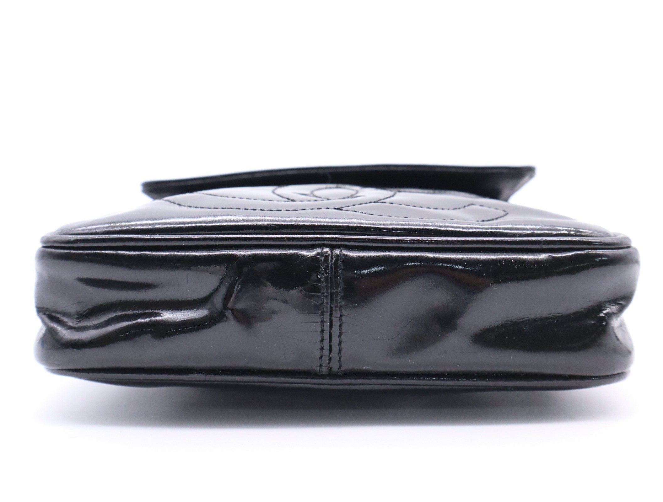 Enamel Coco Mark Shoulder Bag, Black, Gold Hardware, with original seal. — view 4