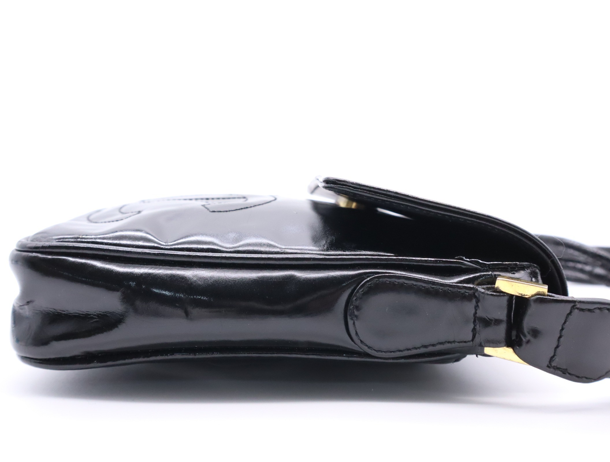 Enamel Coco Mark Shoulder Bag, Black, Gold Hardware, with original seal. — view 5