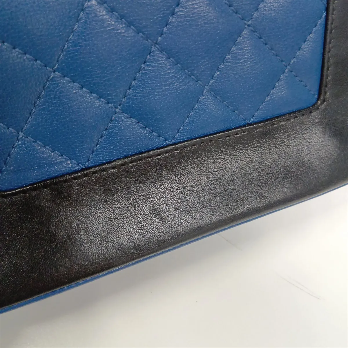 Matelassé Lambskin Double Flap Double Chain Bag, Black x Blue, Gold Hardware, 23790953, Serial Number 23 — view 11