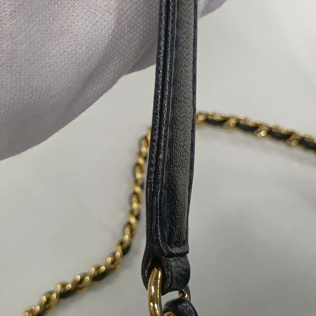 Matelassé Lambskin Double Flap Double Chain Bag, Black x Blue, Gold Hardware, 23790953, Serial Number 23 — view 15