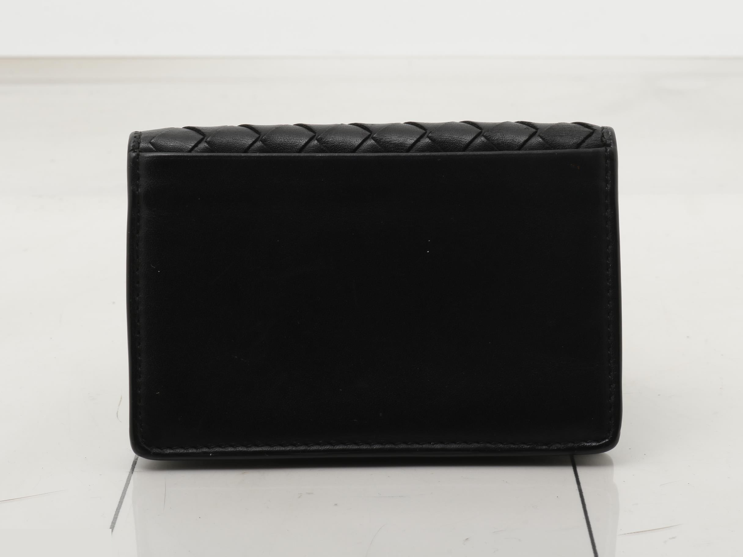 Intrecciato Leather Card Case, Black — view 2