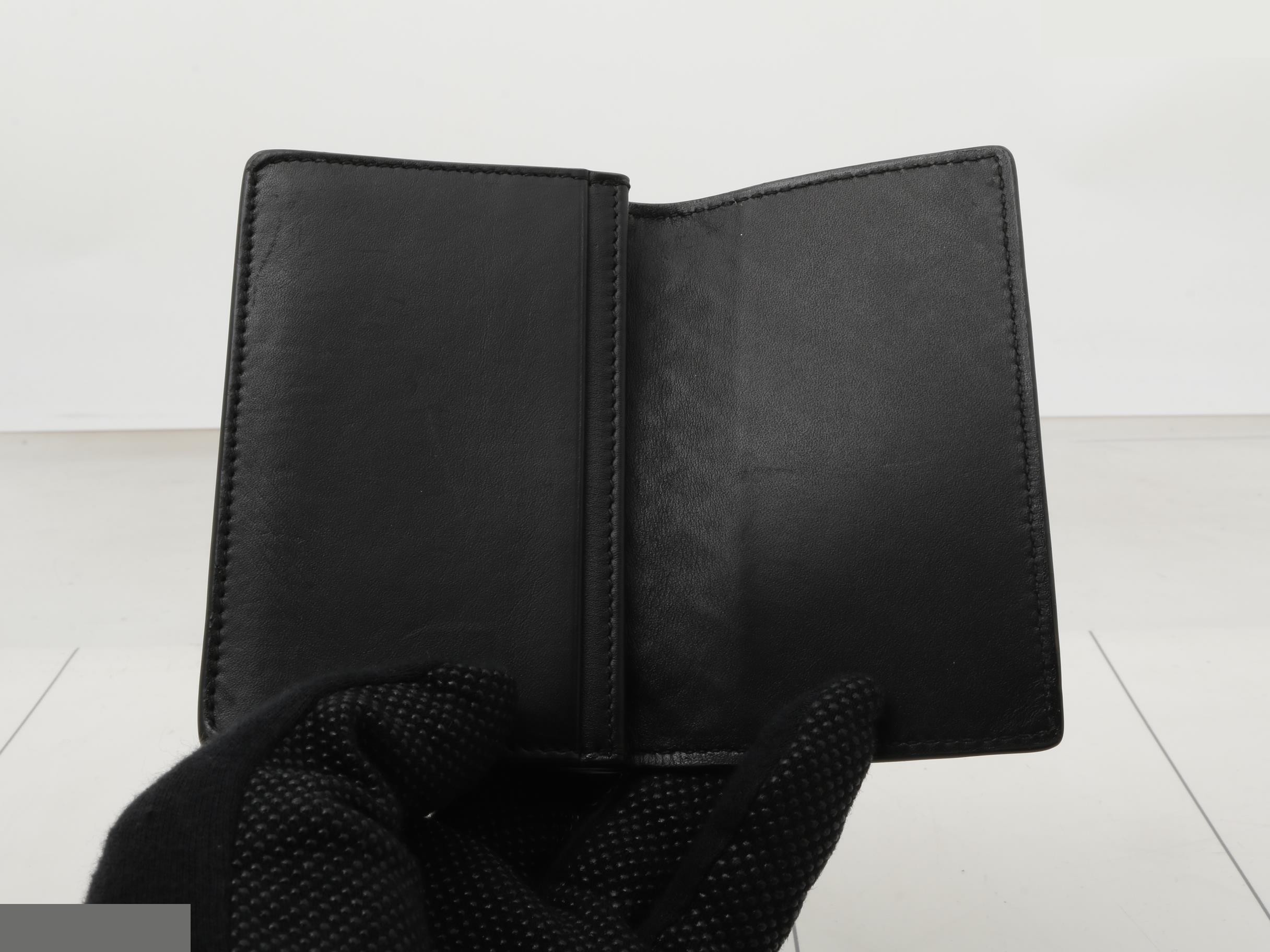 Intrecciato Leather Card Case, Black — view 4