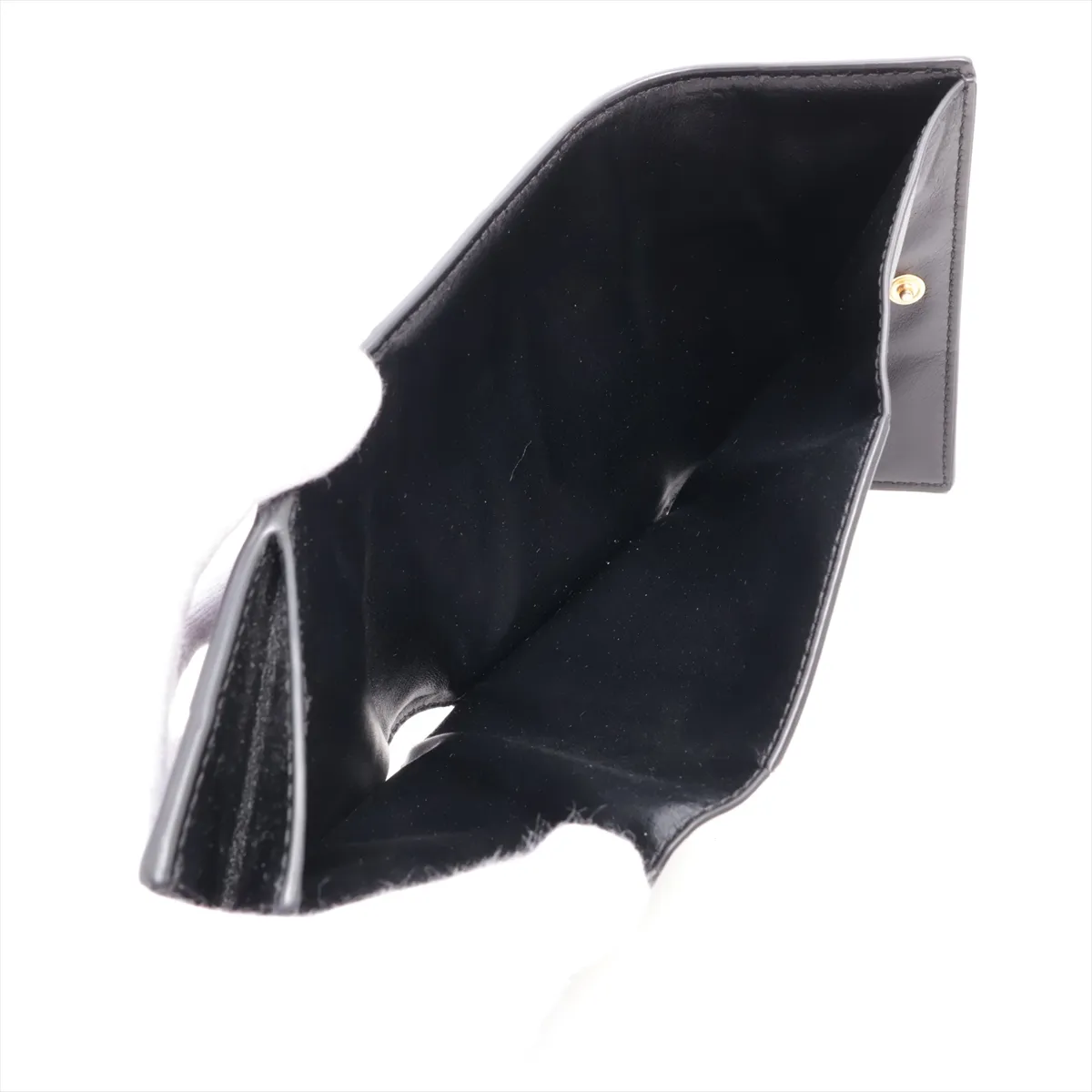 Maxi Intrecciato Cassette Leather Compact Wallet, Black — view 5