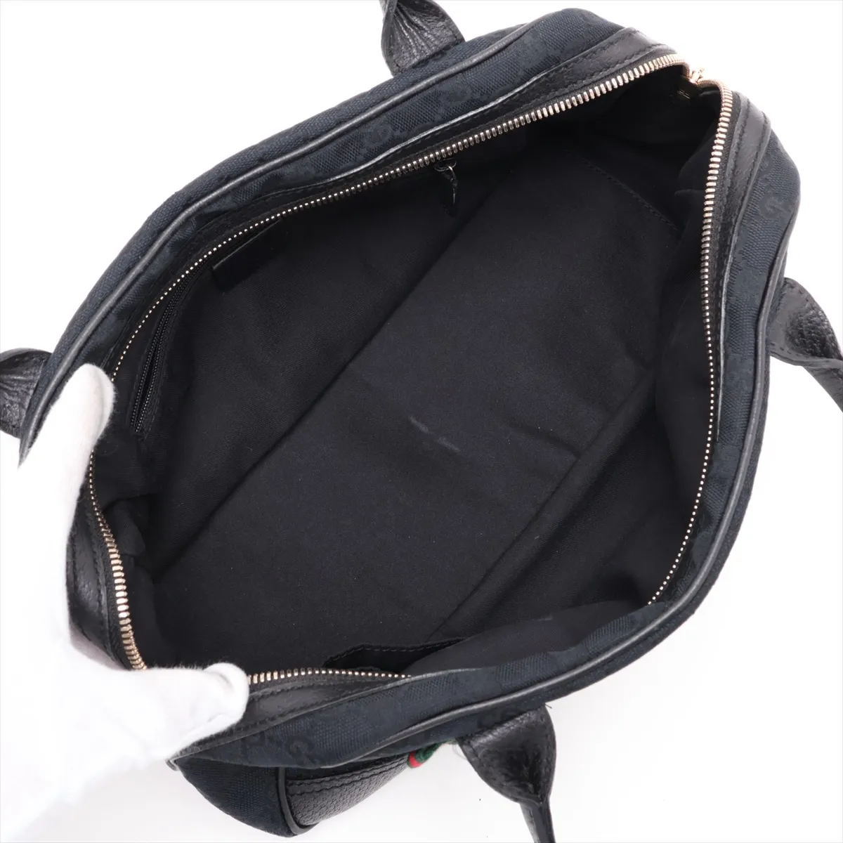 GG Canvas x Leather Shoulder Bag Black 161720 — view 7