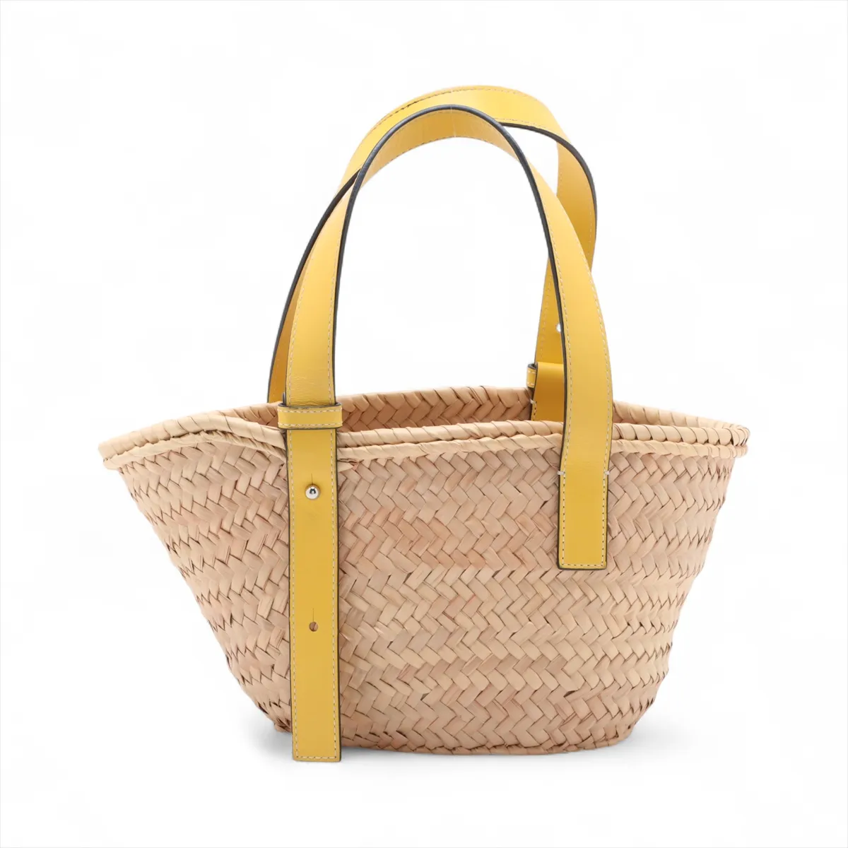 Basket Small Raffia x Leather Basket Bag Beige x Yellow — view 2