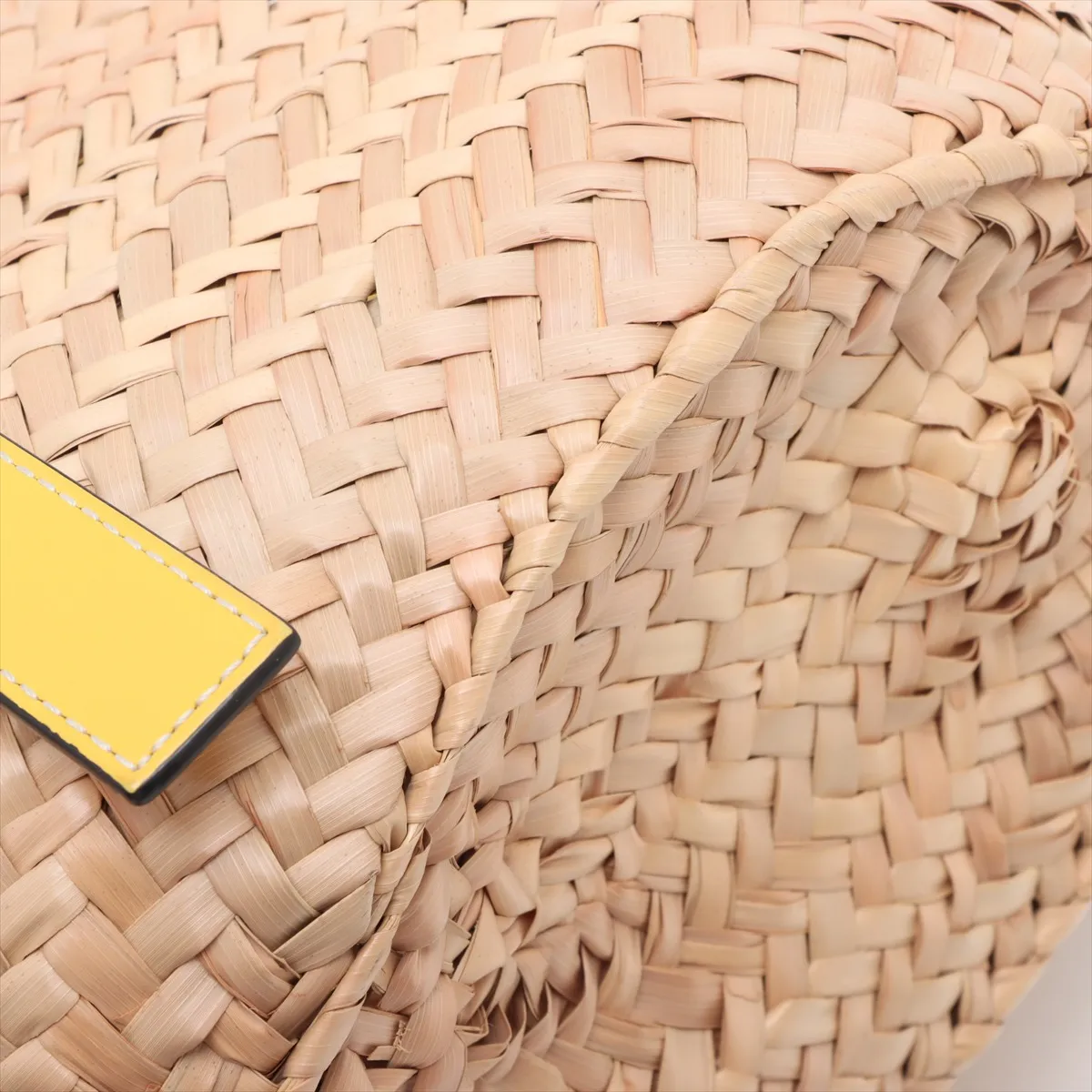 Basket Small Raffia x Leather Basket Bag Beige x Yellow — view 13