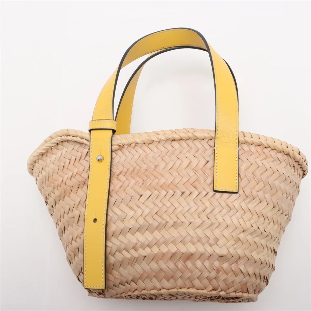 Basket Small Raffia x Leather Basket Bag Beige x Yellow — view 6