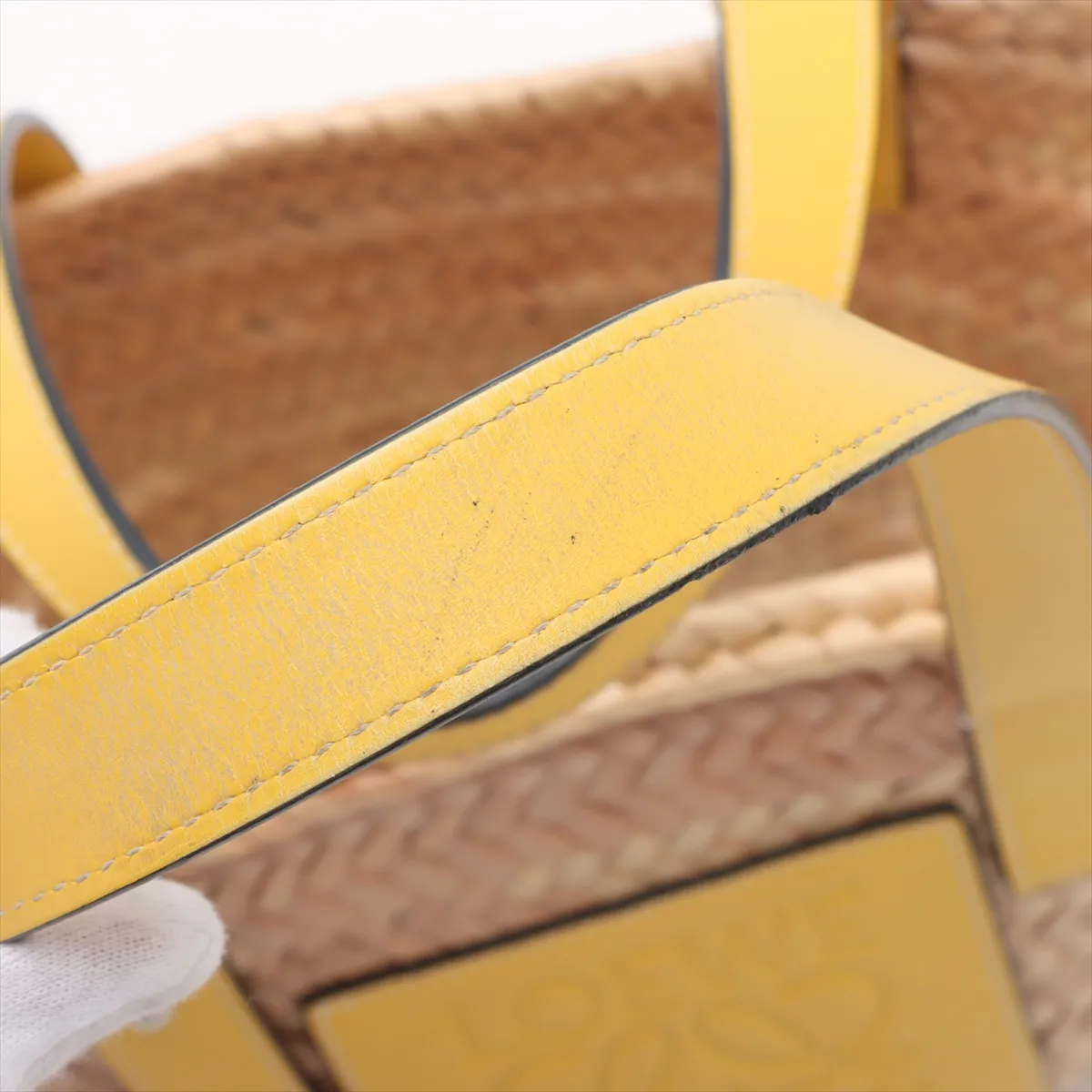 Basket Small Raffia x Leather Basket Bag Beige x Yellow — view 10