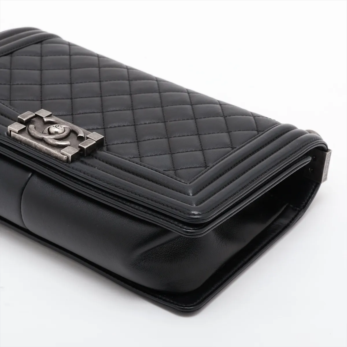 Boy Chanel 25 Lambskin Shoulder Bag, Black with Gunmetal Hardware, 25860076 (Serial Number 25-series), A67086 — view 3