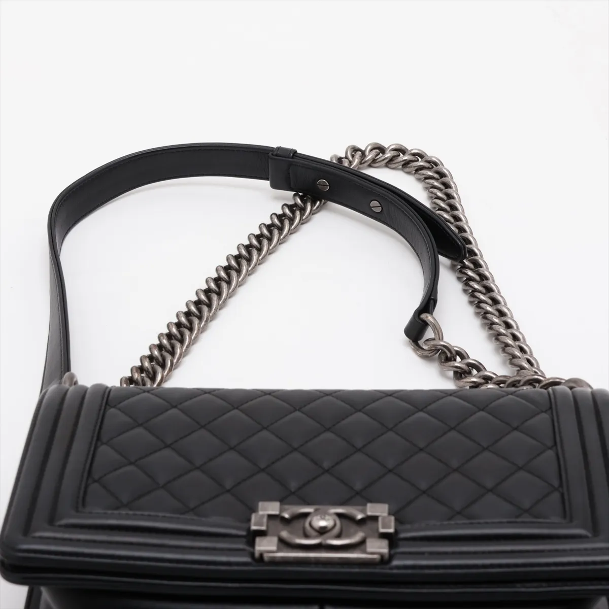 Boy Chanel 25 Lambskin Shoulder Bag, Black with Gunmetal Hardware, 25860076 (Serial Number 25-series), A67086 — view 6