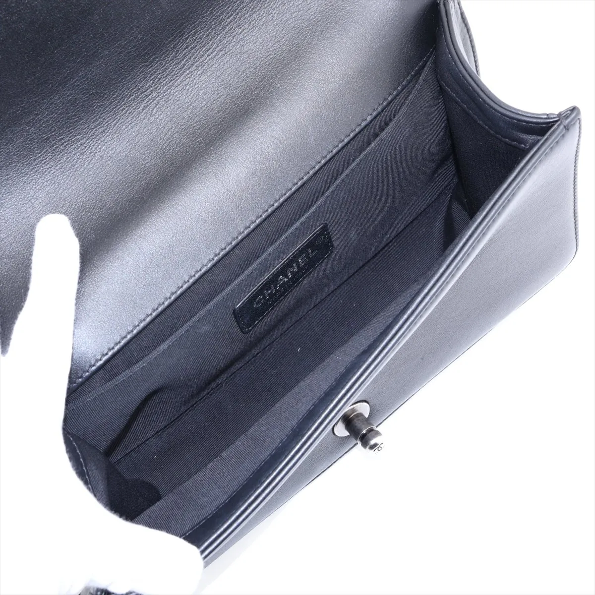 Boy Chanel 25 Lambskin Shoulder Bag, Black with Gunmetal Hardware, 25860076 (Serial Number 25-series), A67086 — view 7