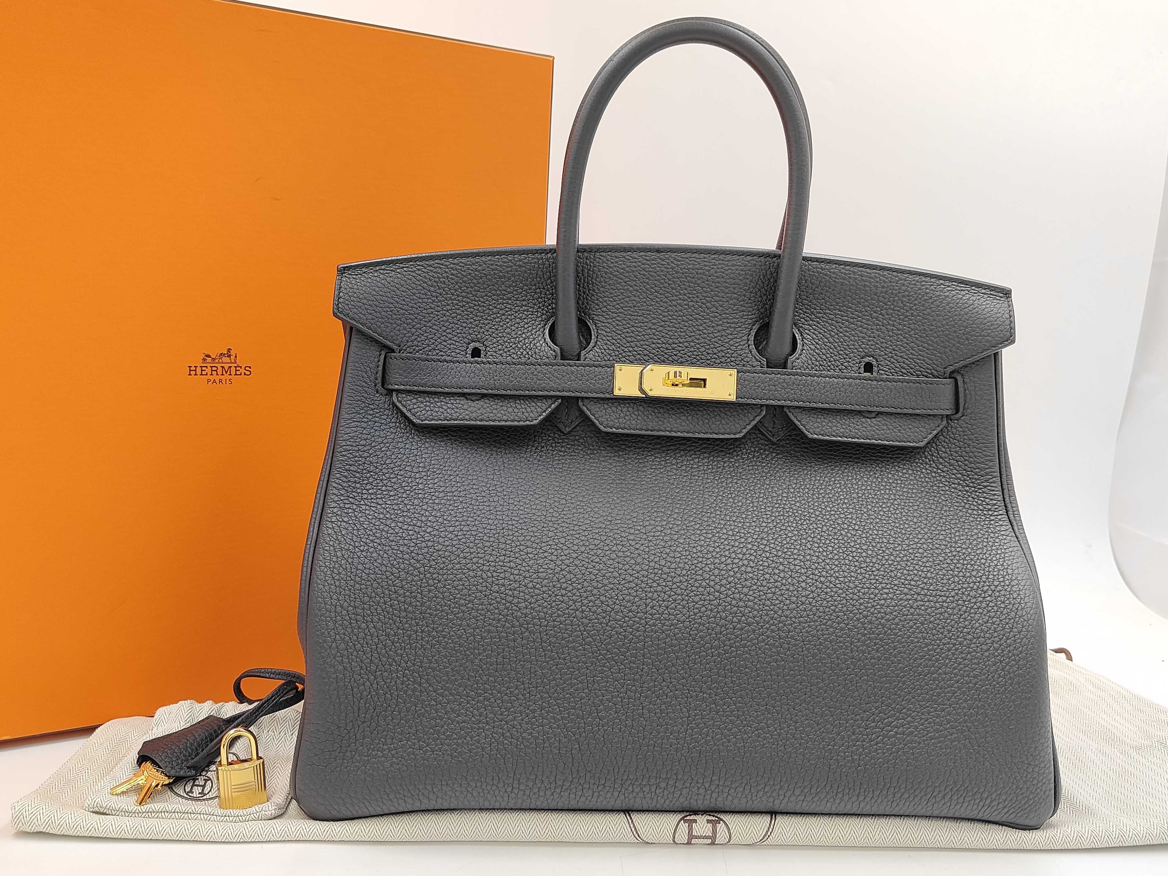 Birkin 35 Togo Black Gold Hardware K Stamp Handbag