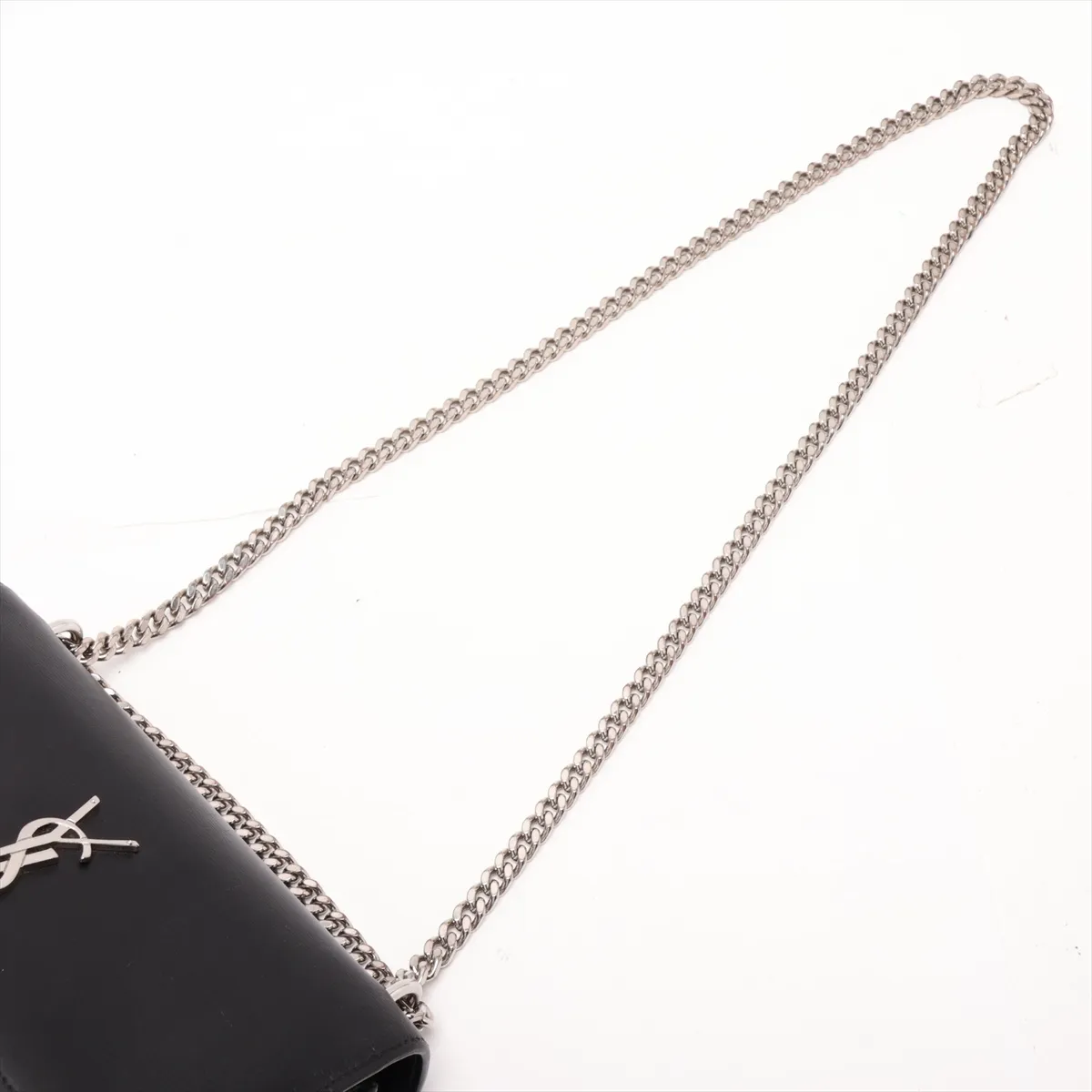Sunset Leather Chain Shoulder Bag, Black, 442906 — view 5