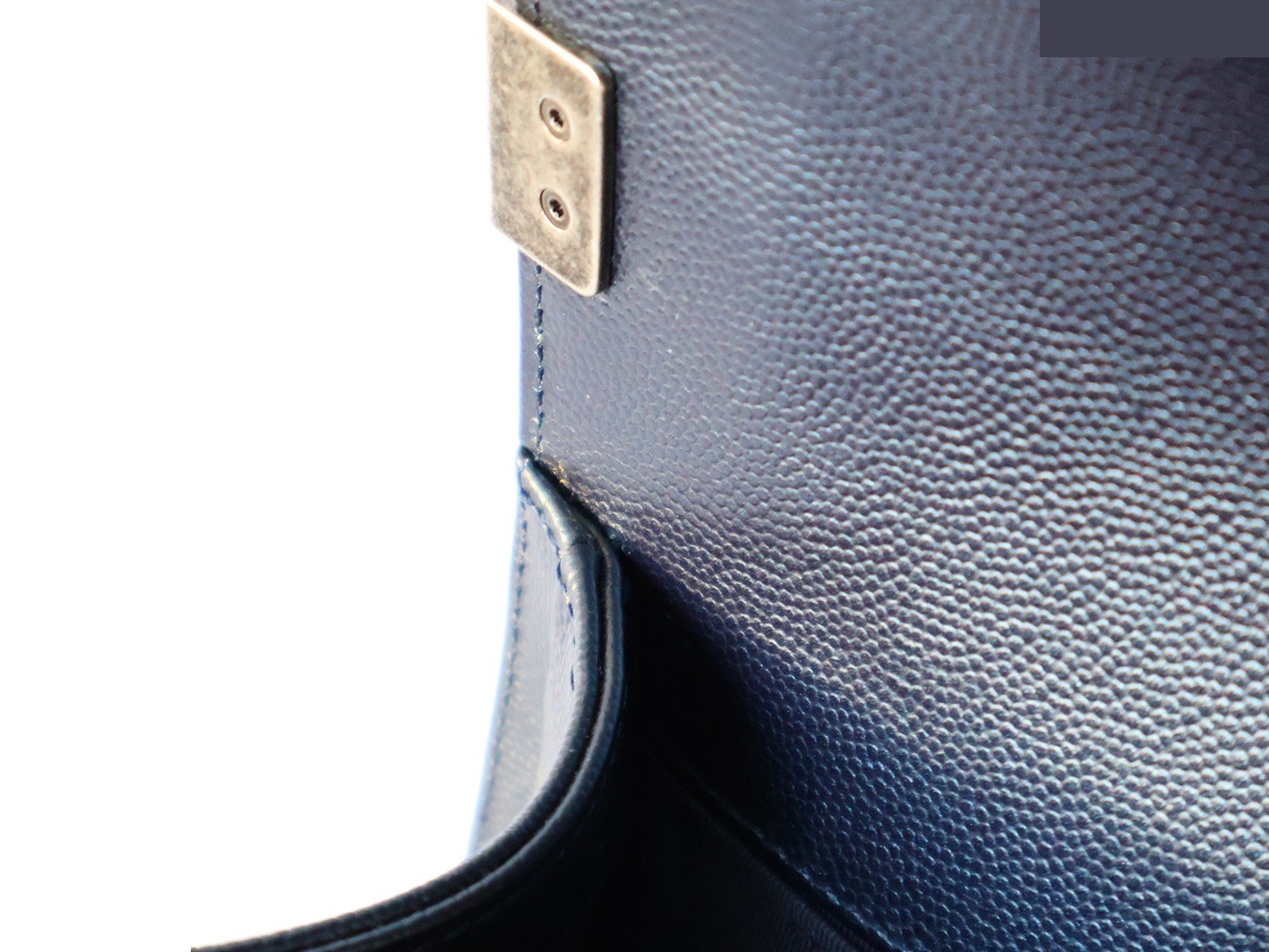 Boy Chanel caviar leather chain shoulder bag, navy — view 10