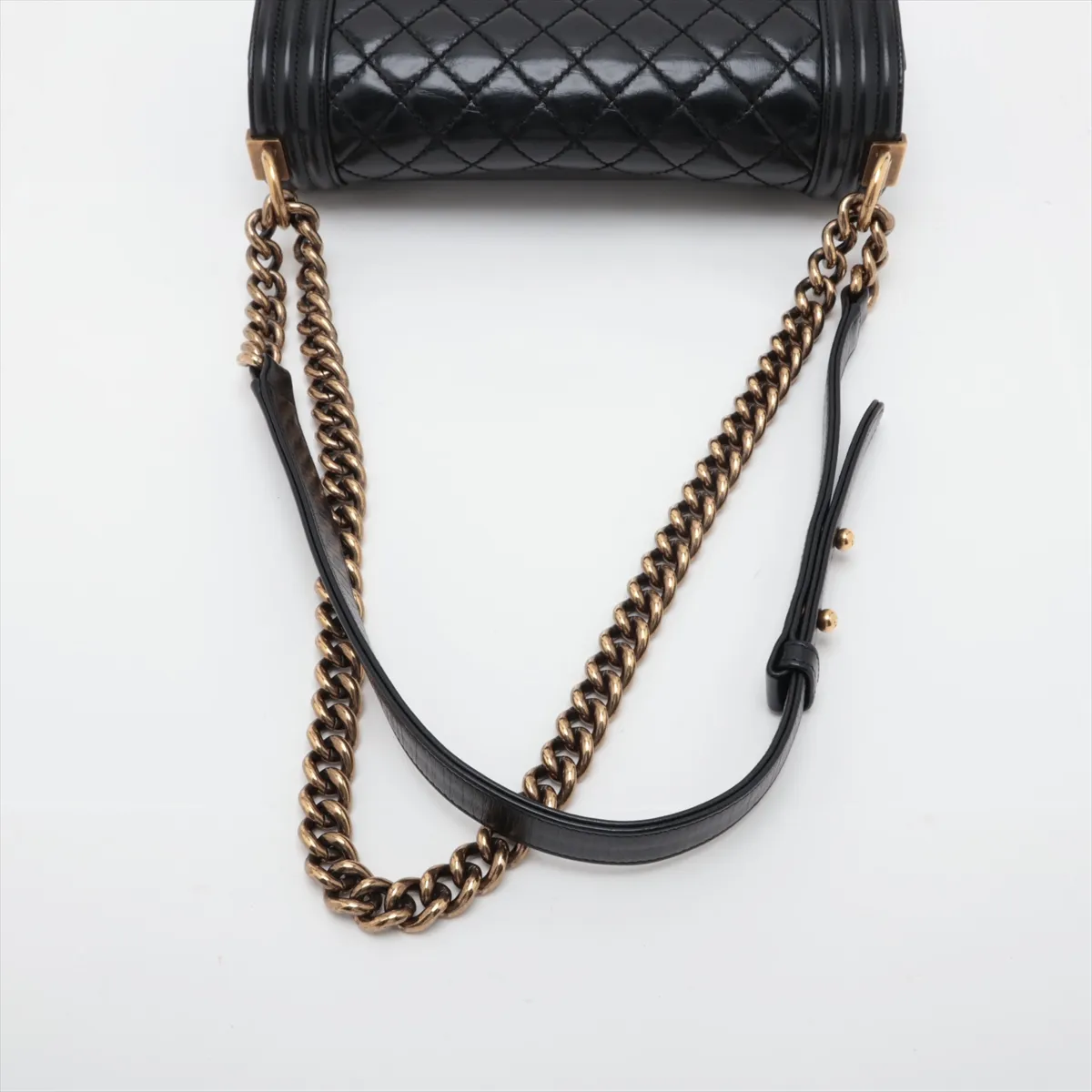 Boy Chanel 25 Vintage Calfskin Chain Shoulder Bag, Black with Gold Hardware, 17761208, Serial Number , A67086 — view 5