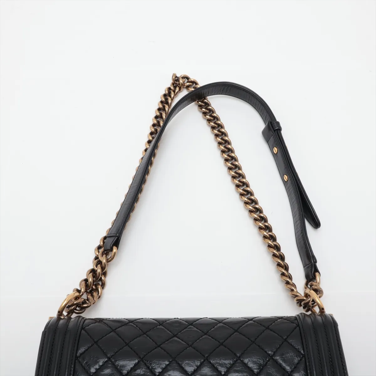 Boy Chanel 25 Vintage Calfskin Chain Shoulder Bag, Black with Gold Hardware, 17761208, Serial Number , A67086 — view 6