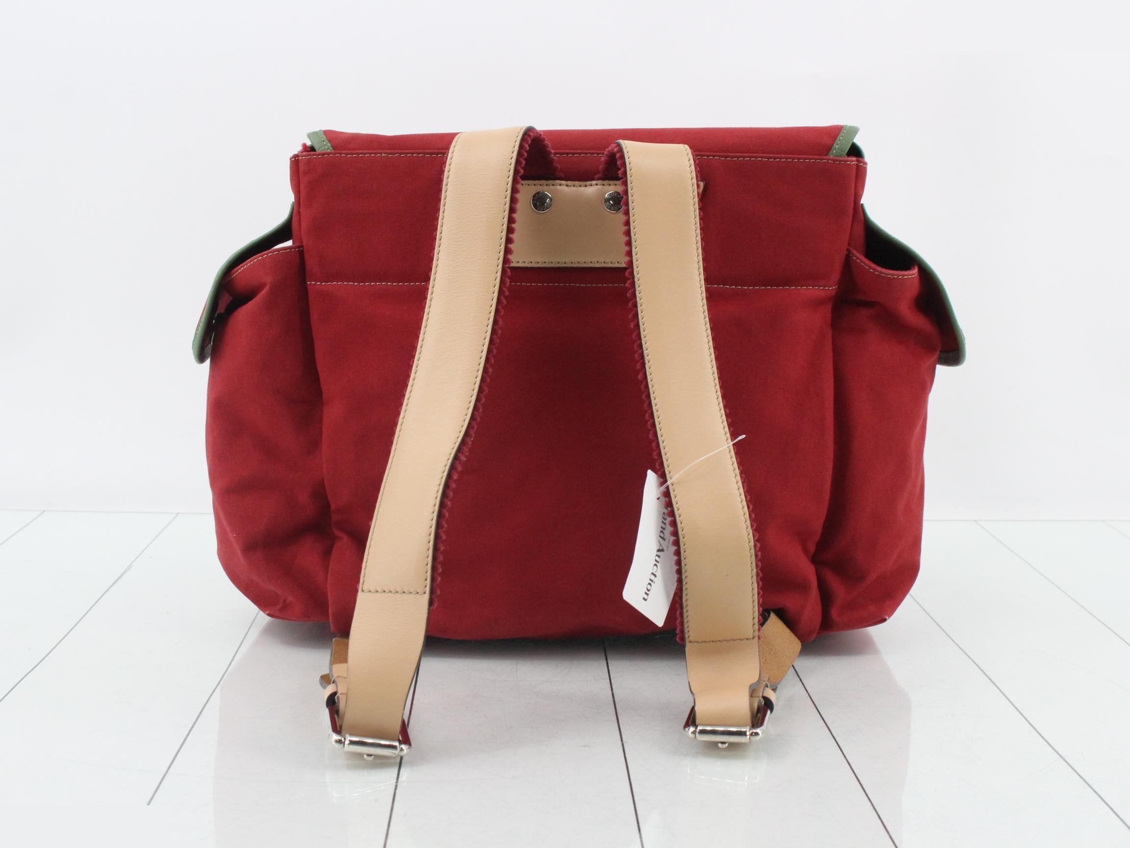 GG Canvas Tennis Backpack Bag, Embroidered, Red, Kids — view 2