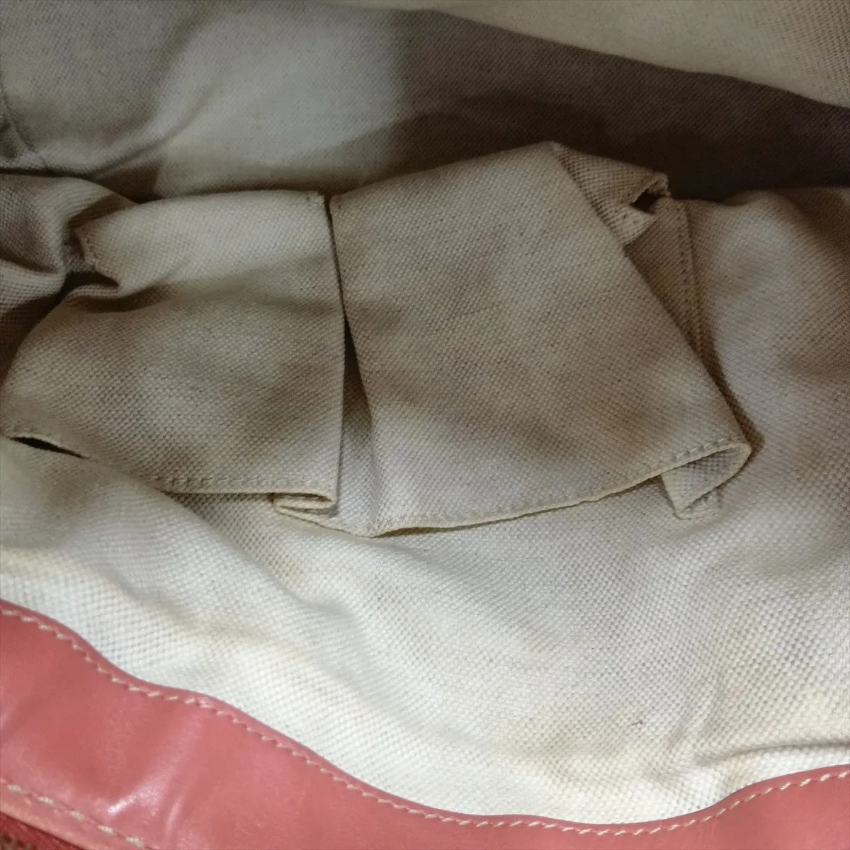 Diamante Sukey Canvas x Leather 2-Way Handbag, Beige x Pink, 247902 — view 14