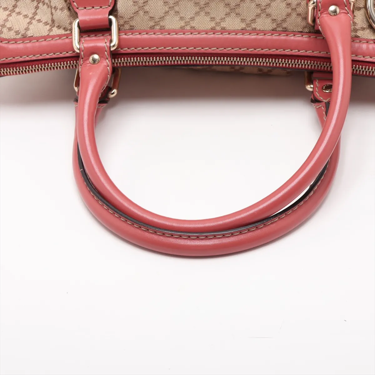 Diamante Sukey Canvas x Leather 2-Way Handbag, Beige x Pink, 247902 — view 5