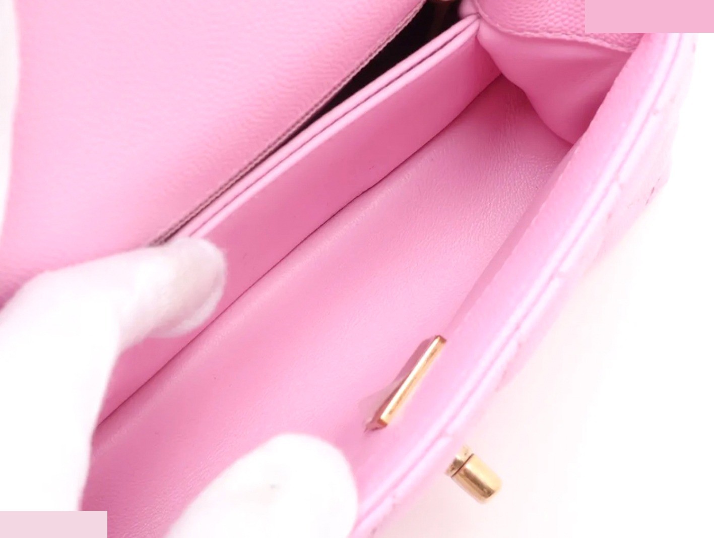 Caviar Skin 20 Coco Handle 2-Way Chain Shoulder Bag, Pink — view 12