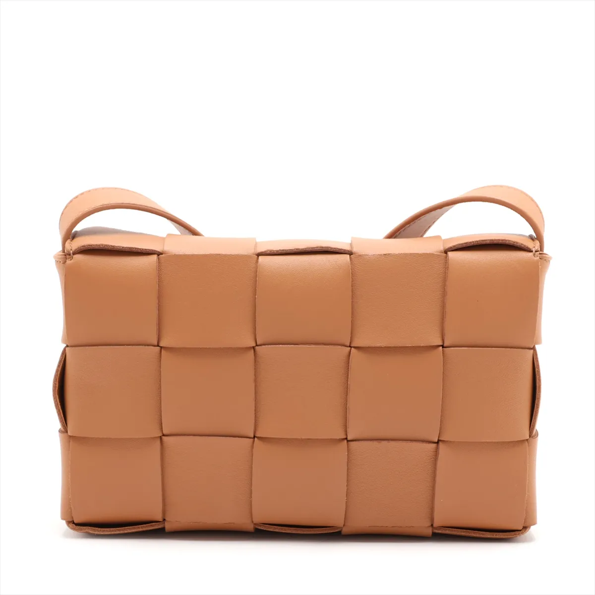 Maxi Intrecciato Cassette Leather Shoulder Bag, Brown — view 2
