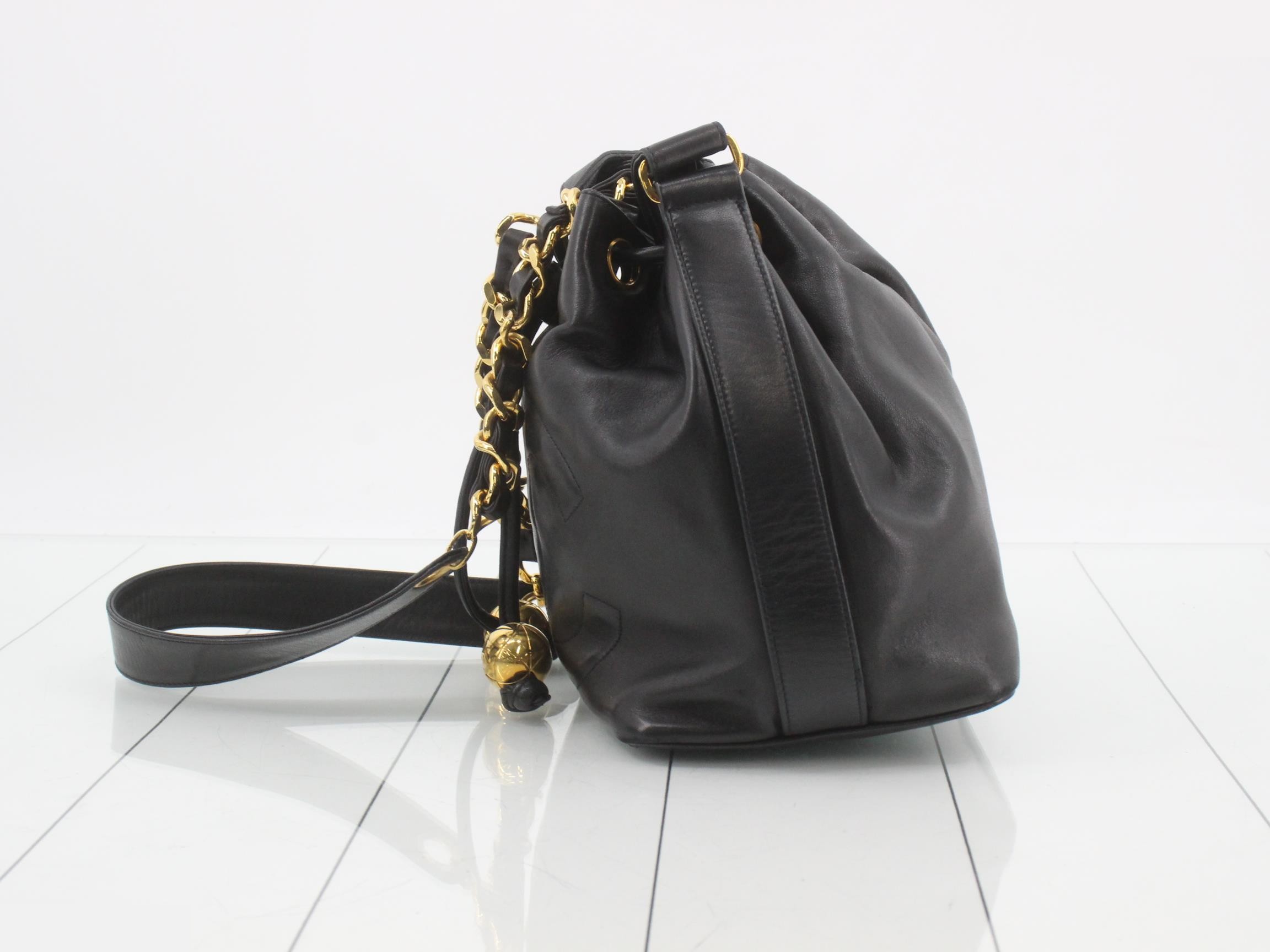 Lambskin shoulder bag with chain strap — view 3