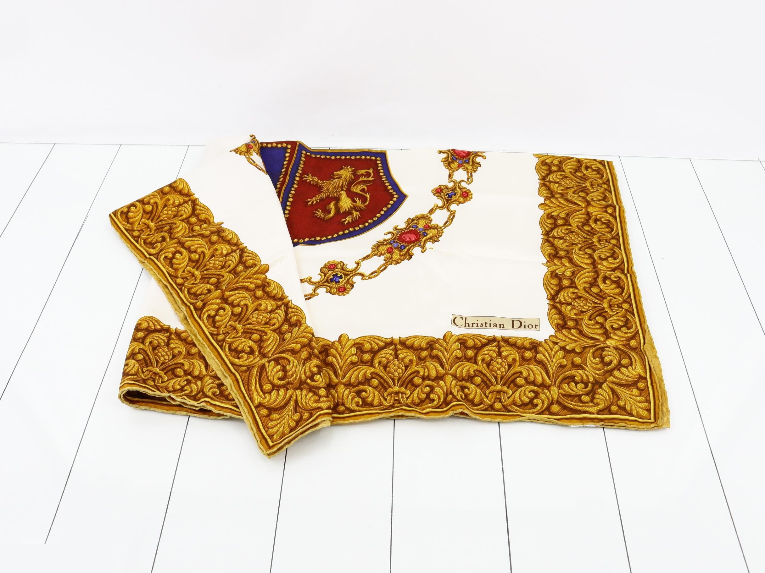 silk scarf with emblem pattern — view 3