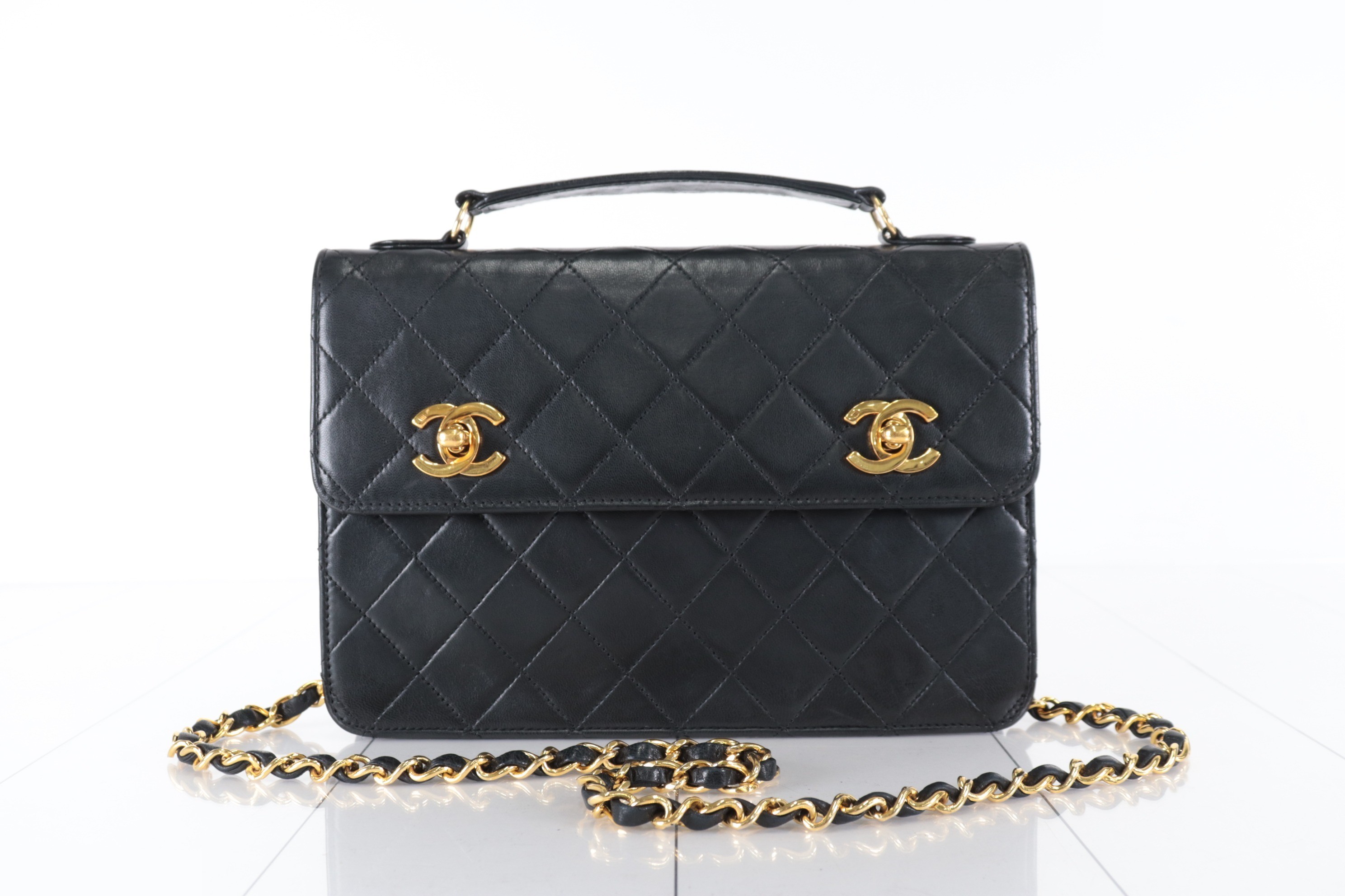 2-WAY Double Turn Lock Lamb Chain Shoulder Bag (Unit #1) — view 2