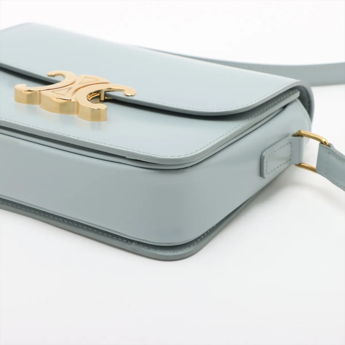 Triomphe Teen Leather Shoulder Bag Blue — view 3