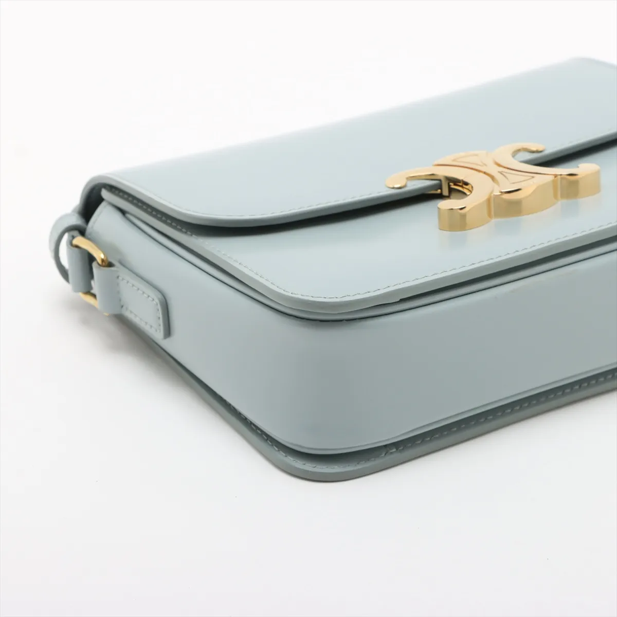Triomphe Teen Leather Shoulder Bag Blue — view 4