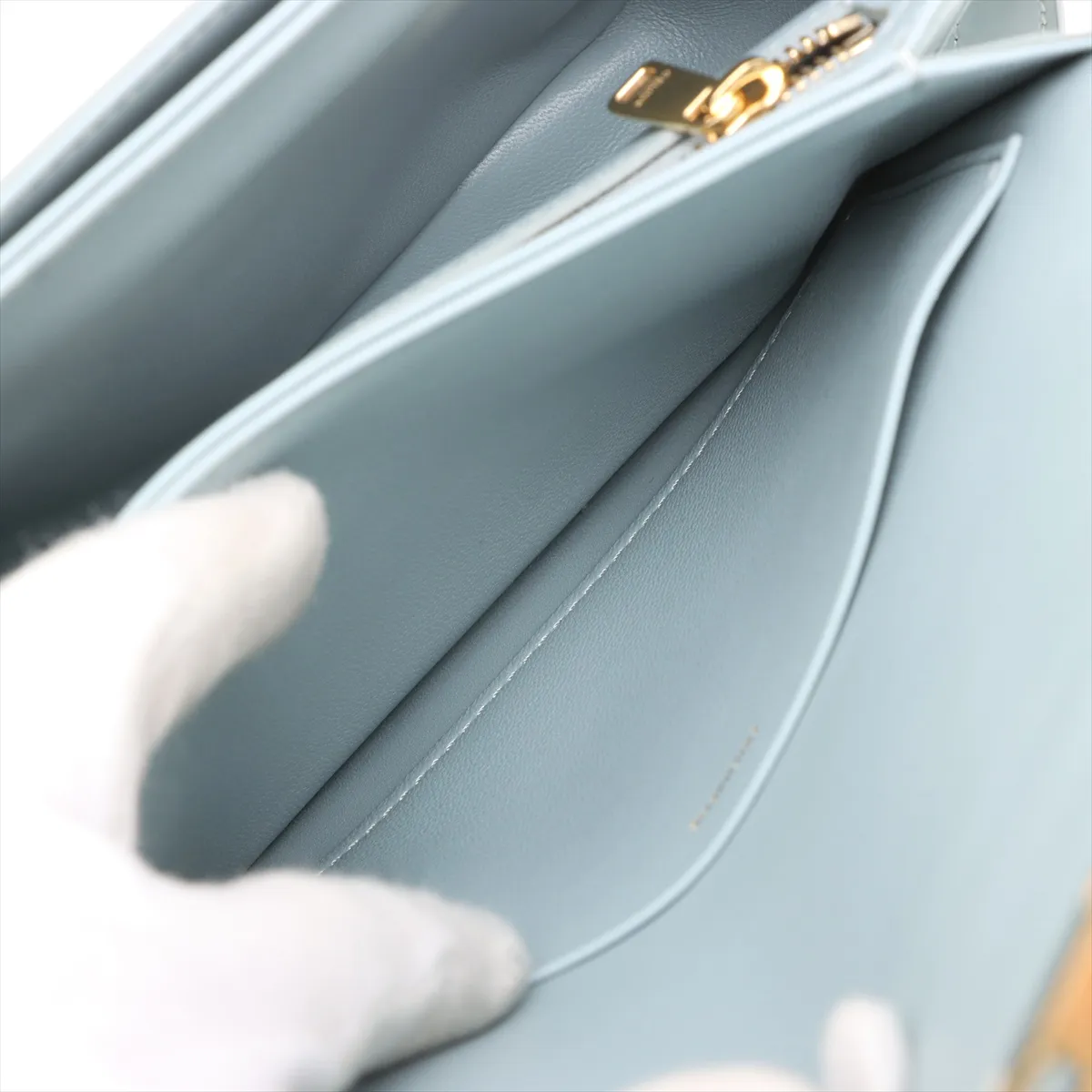 Triomphe Teen Leather Shoulder Bag Blue — view 8