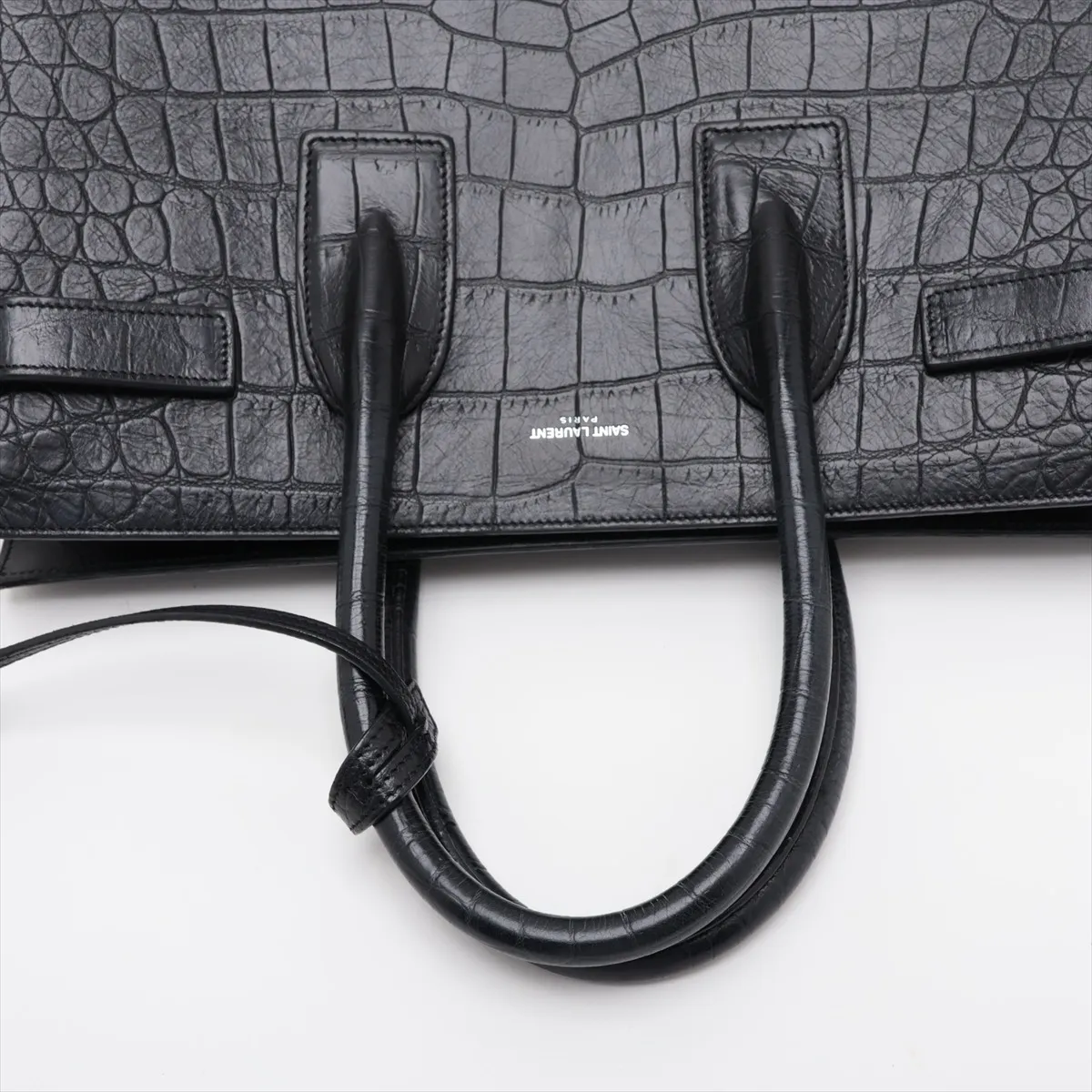 Sac de Jour Crocodile Embossed 2-Way Handbag, Black 378299 — view 5