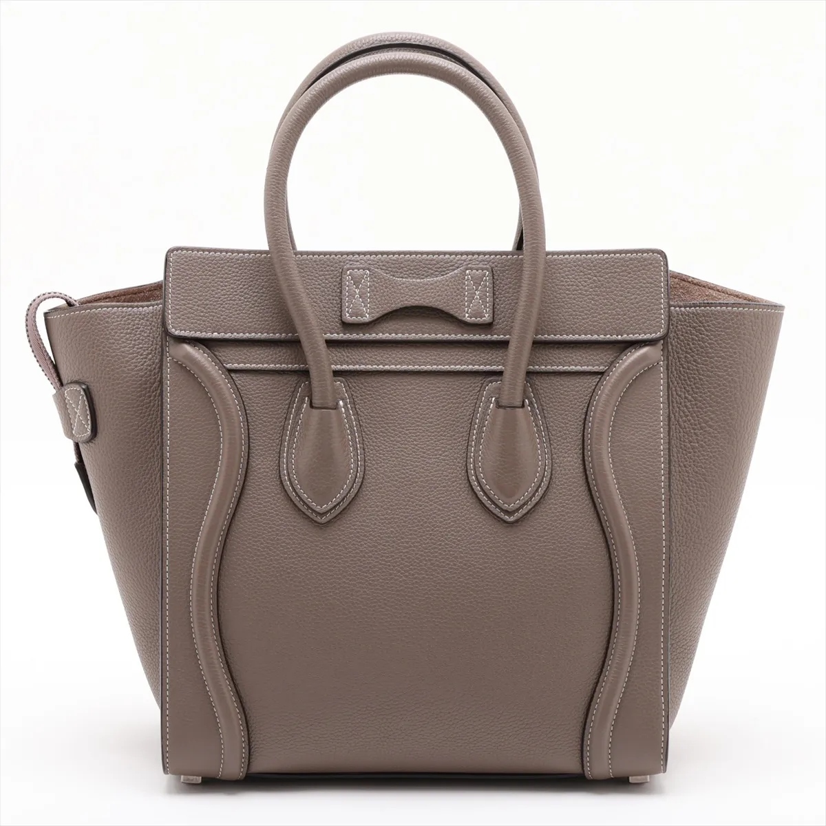 Luggage Micro Shopper Leather Handbag, Beige — view 2