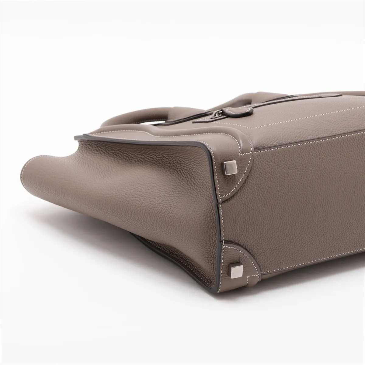 Luggage Micro Shopper Leather Handbag, Beige — view 4