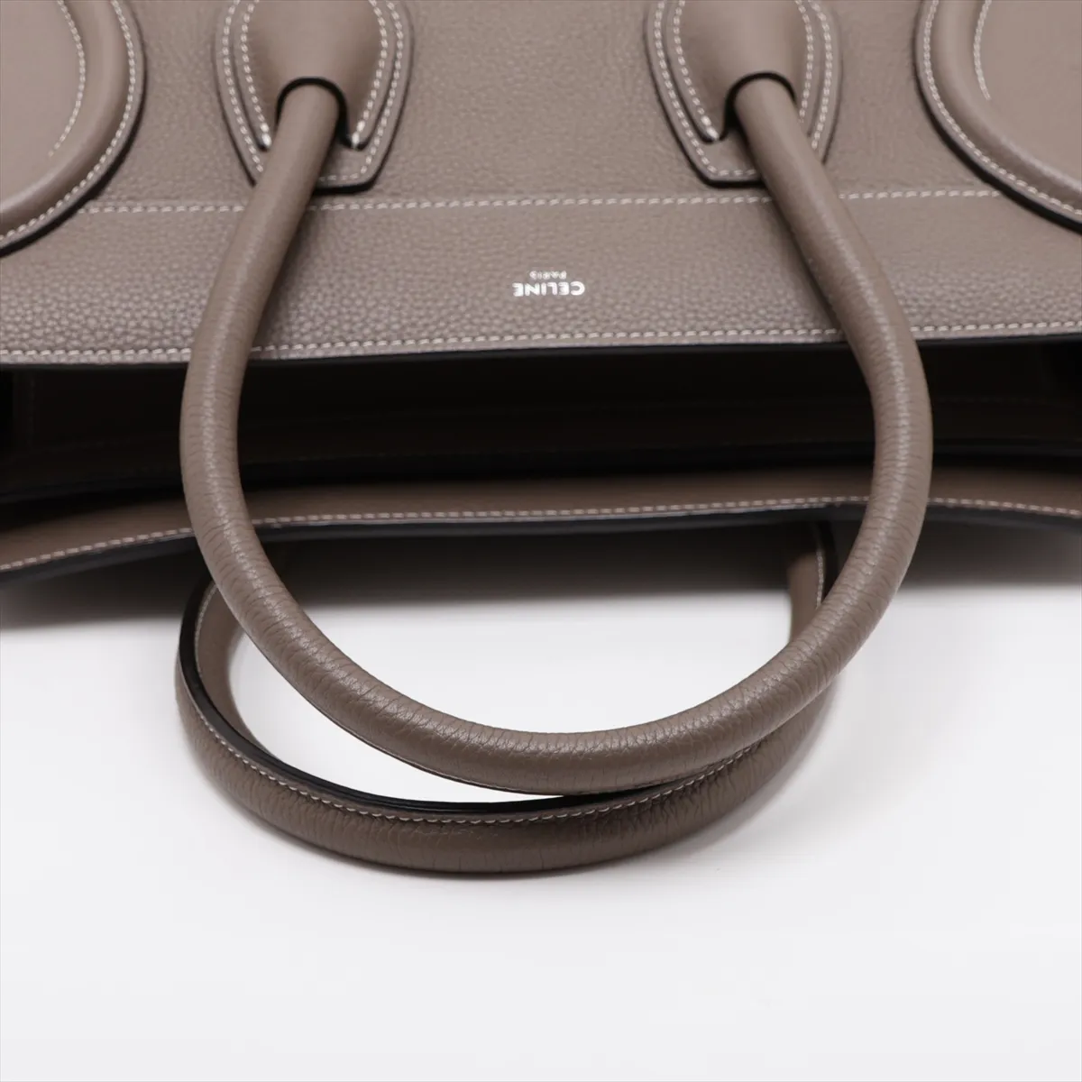 Luggage Micro Shopper Leather Handbag, Beige — view 5