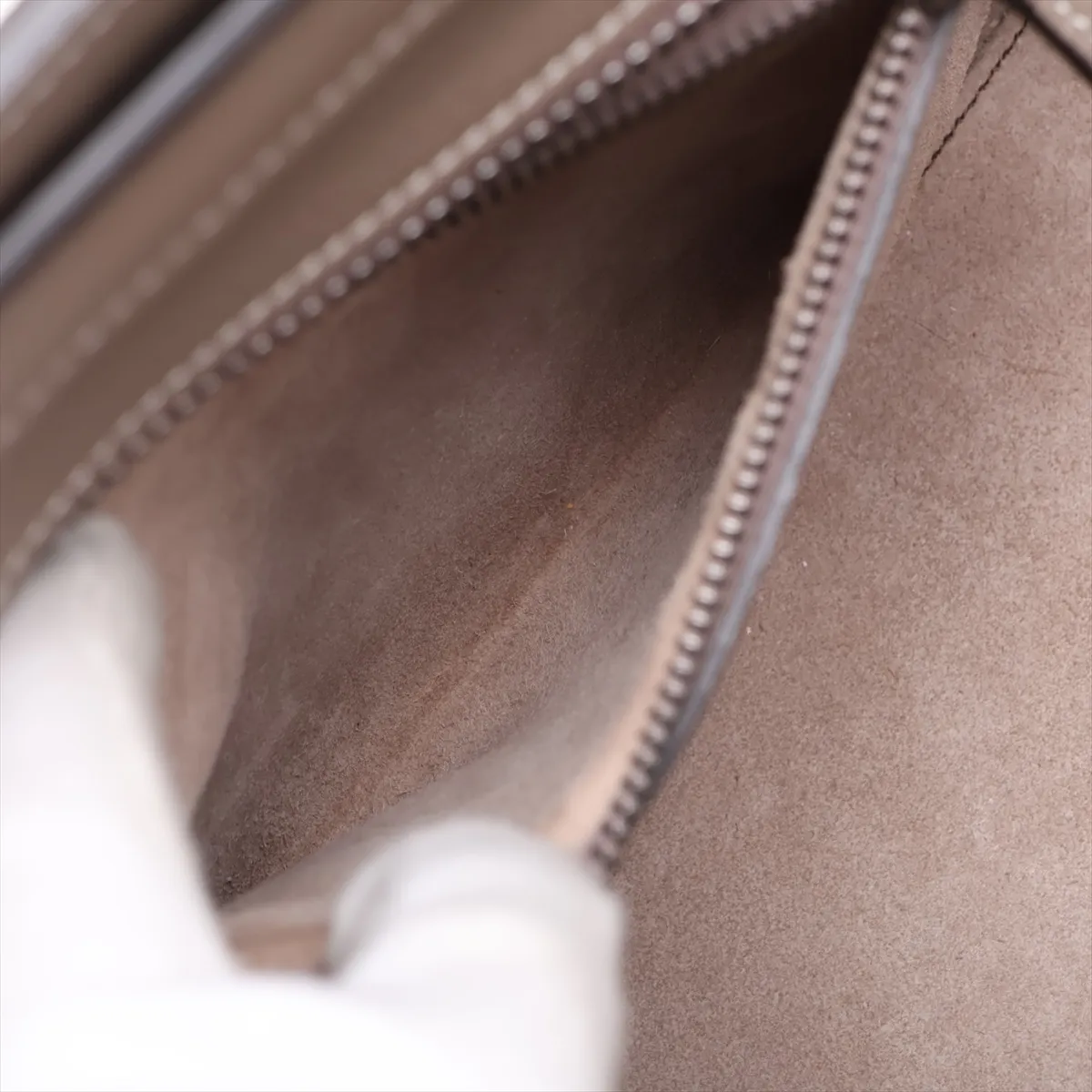 Luggage Micro Shopper Leather Handbag, Beige — view 8