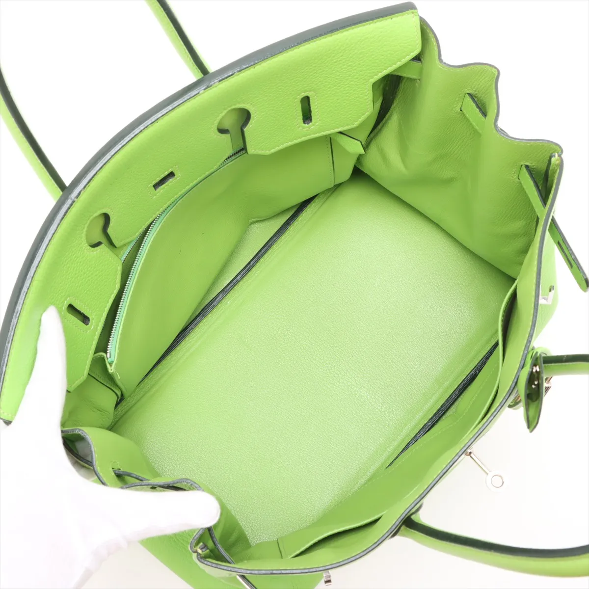[Individually wrapped] Hermes Birkin 35 Le Tourne Togo Apple Green Silver Hardware G:2003 — view 7