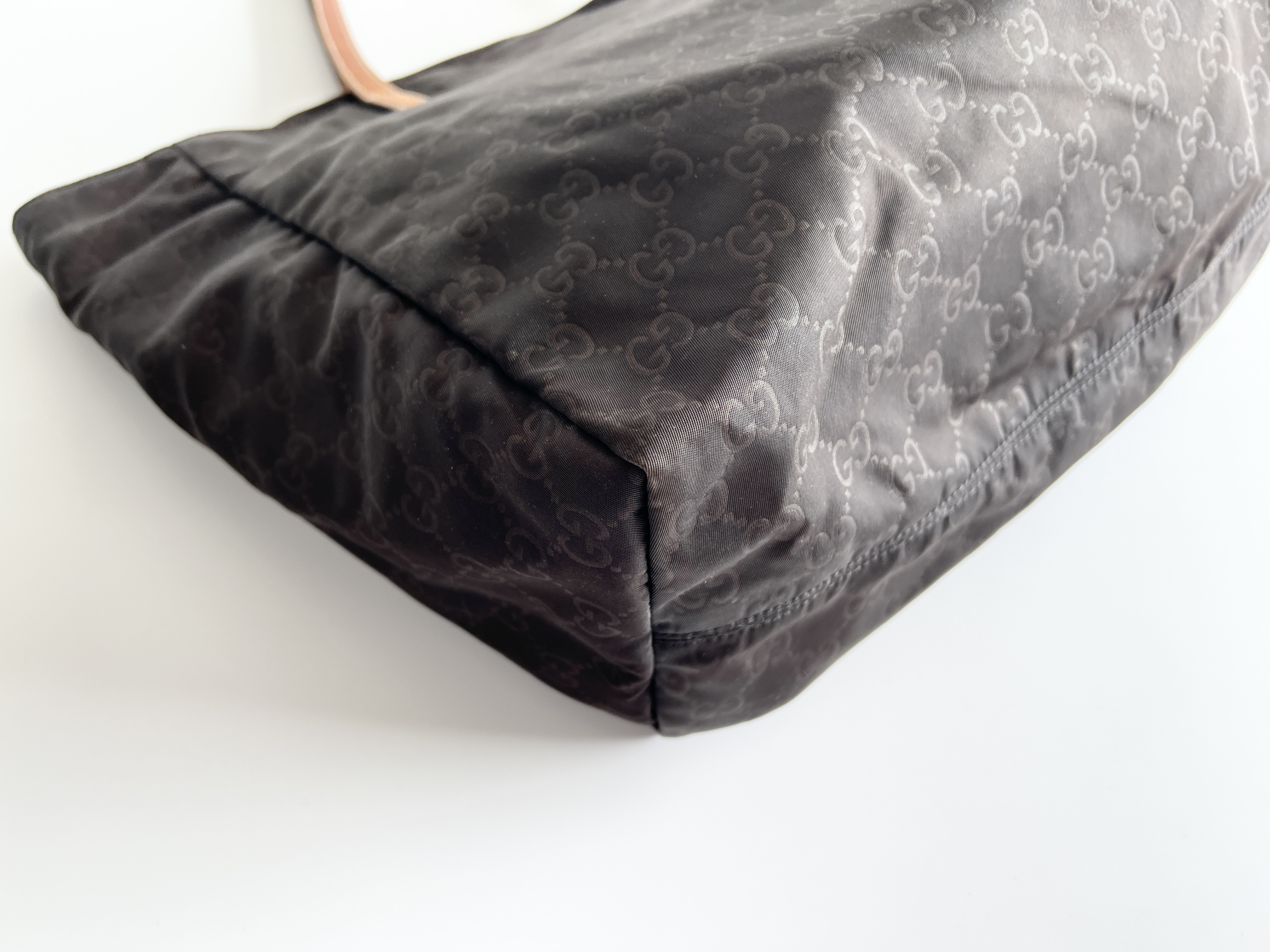 GG Logo Nylon Leather Handbag Tote Bag — view 12