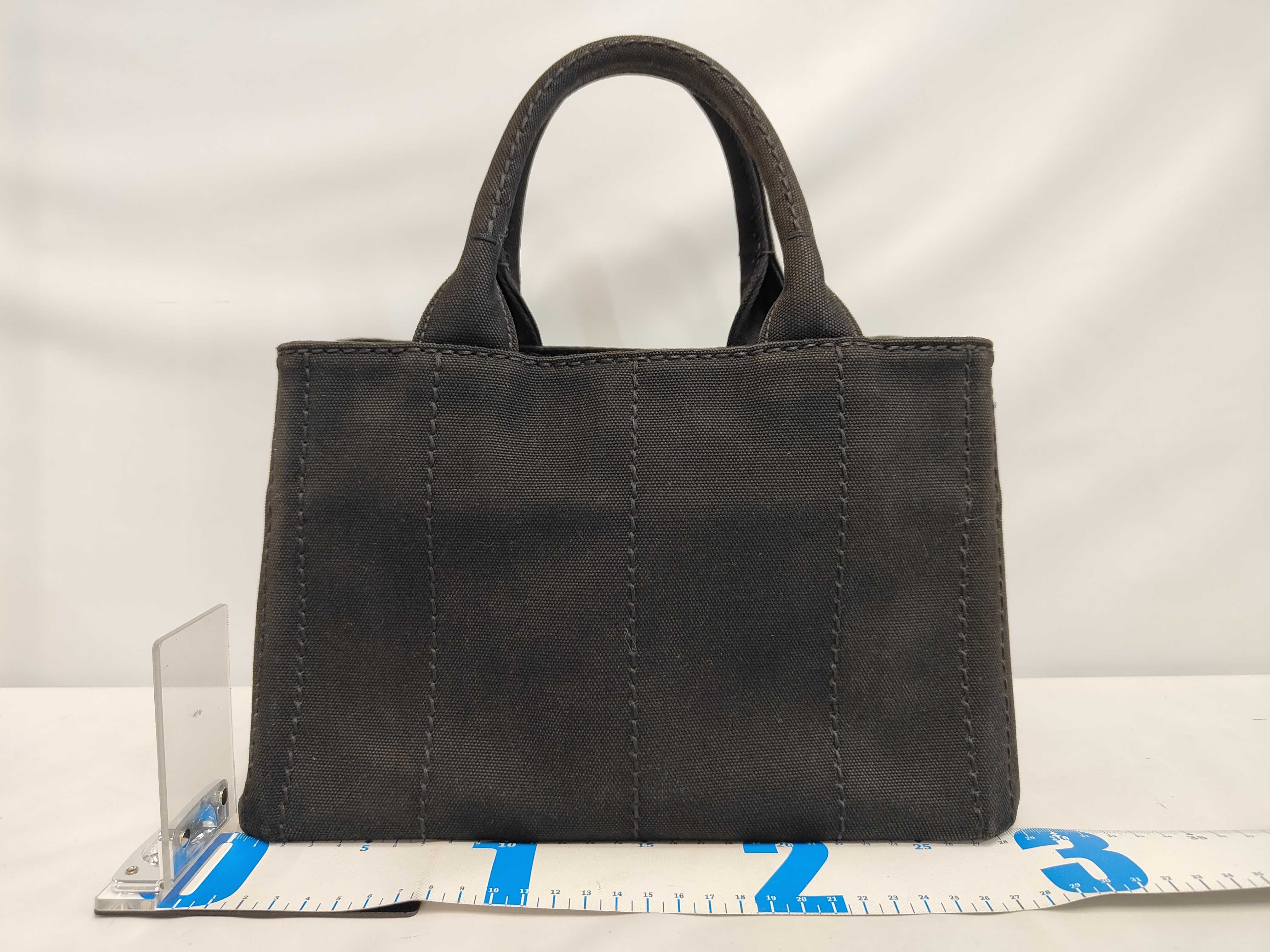 Canapa Black Tote Bag with Striped Interior — view 2