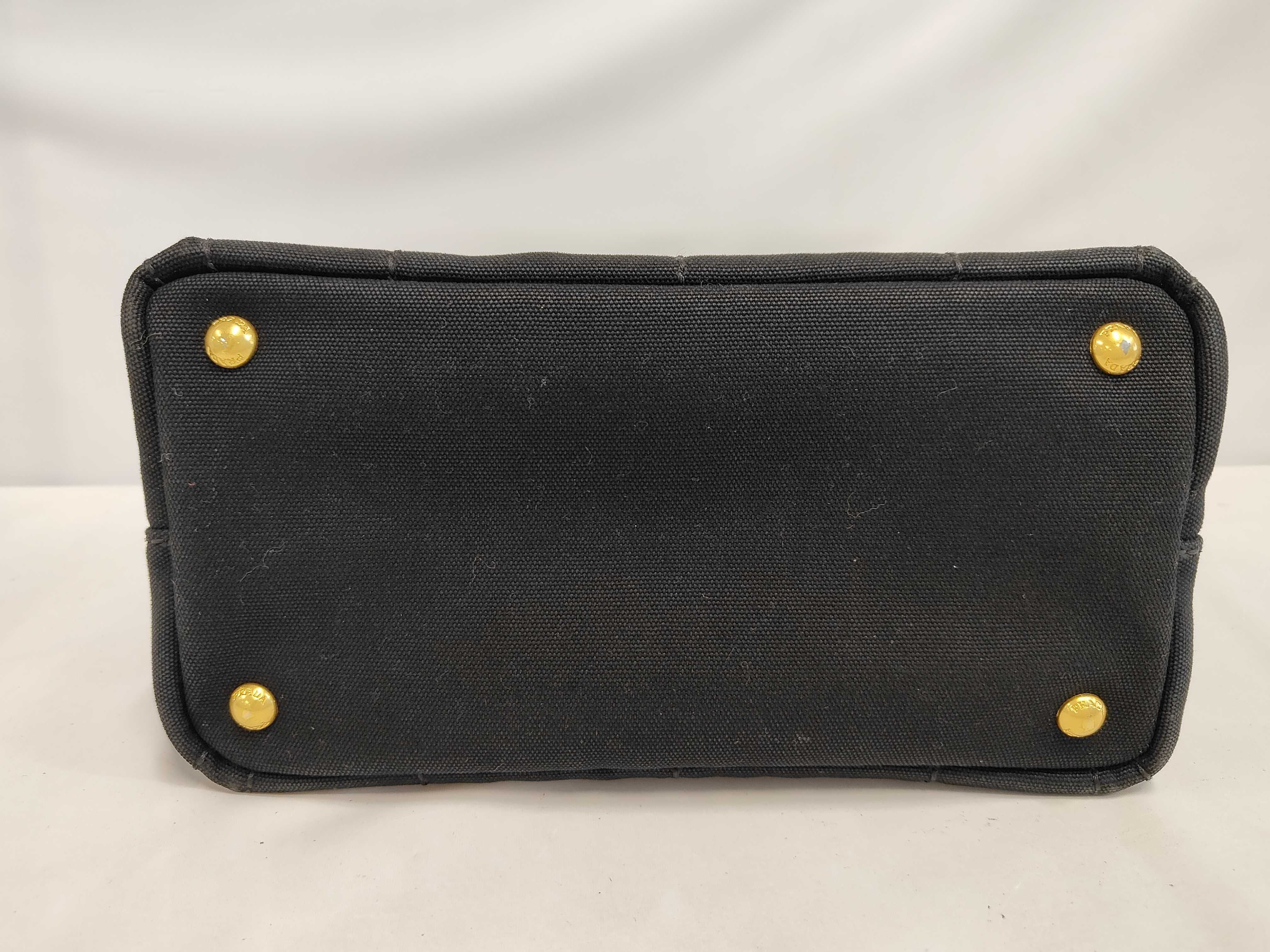 Canapa Black Tote Bag with Striped Interior — view 3