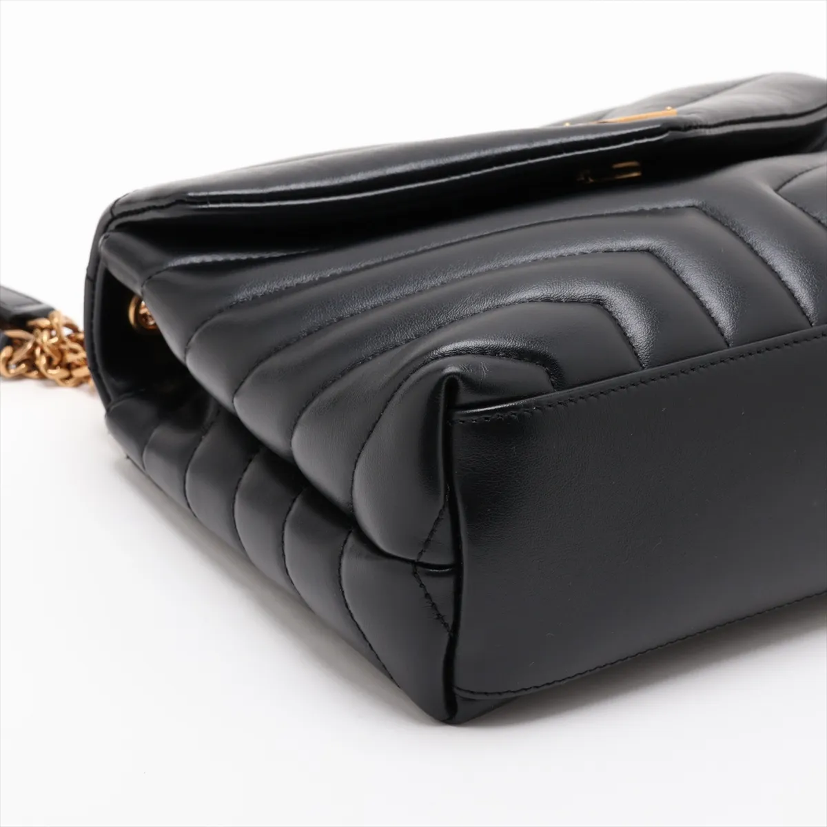 Loulou 494699 Leather Chain Shoulder Bag, Black — view 4