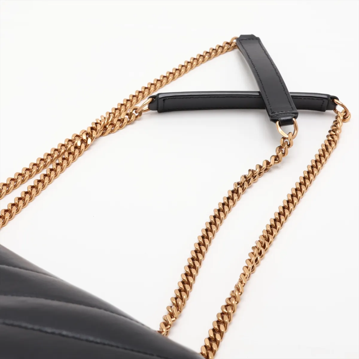 Loulou 494699 Leather Chain Shoulder Bag, Black — view 5