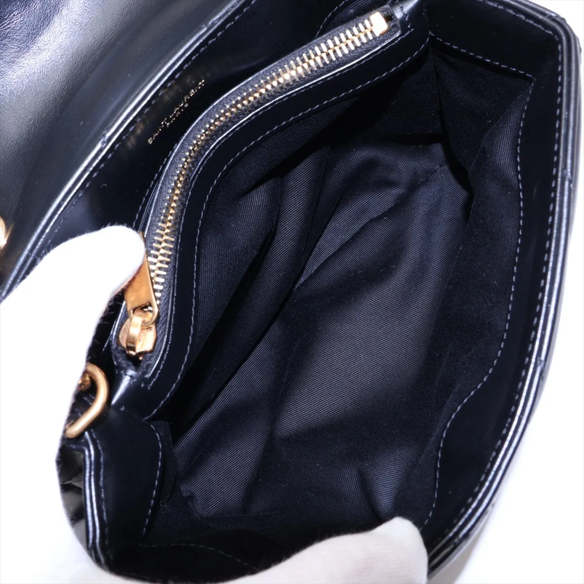 Loulou 494699 Leather Chain Shoulder Bag, Black — view 6