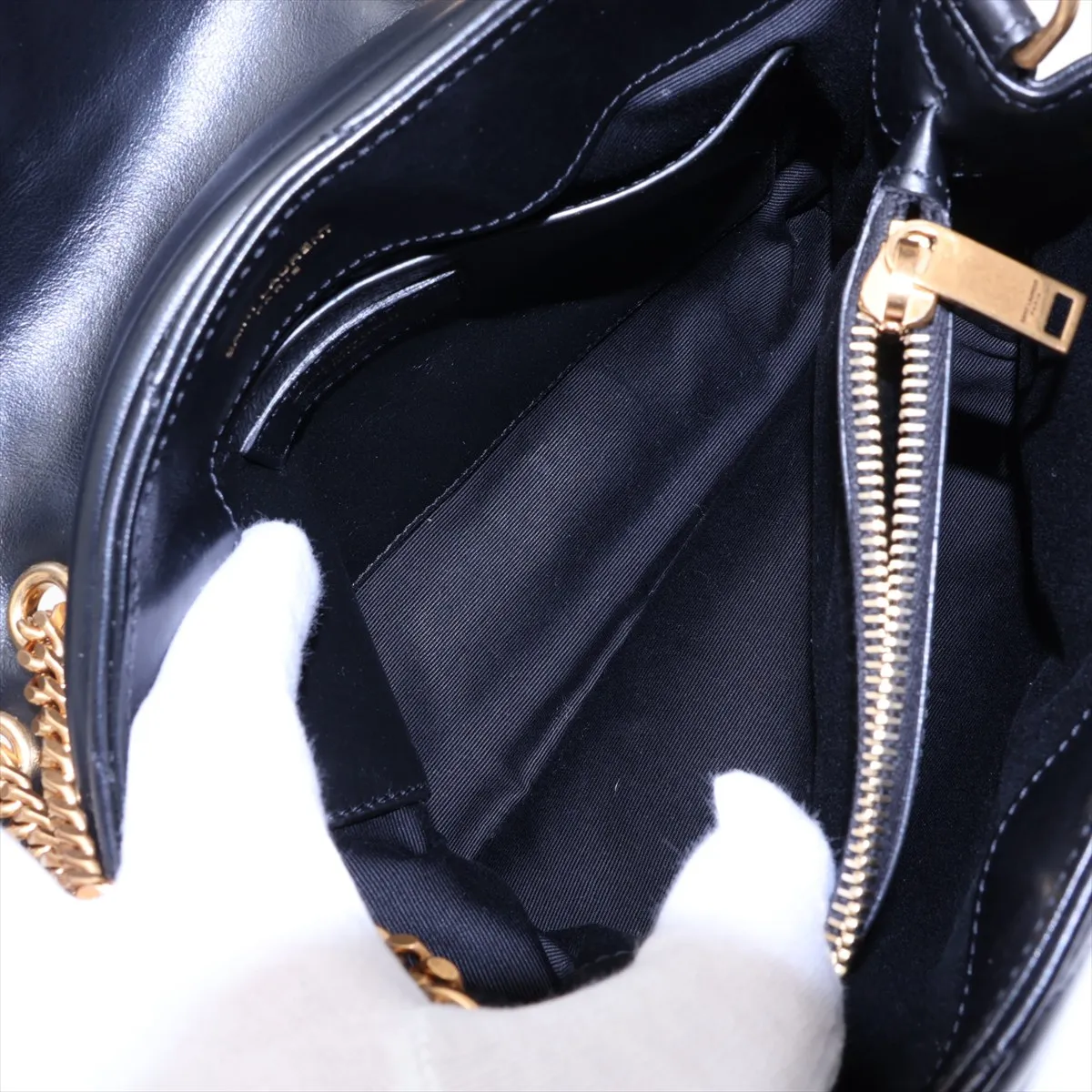Loulou 494699 Leather Chain Shoulder Bag, Black — view 8