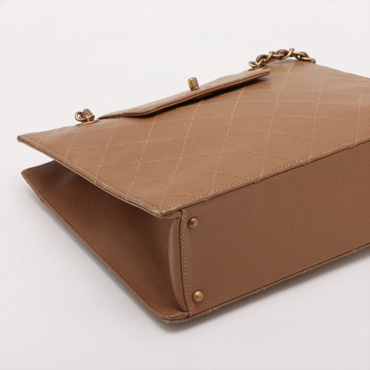 Matelasse leather chain tote bag brown gold hardware 5456656 5th series — view 4